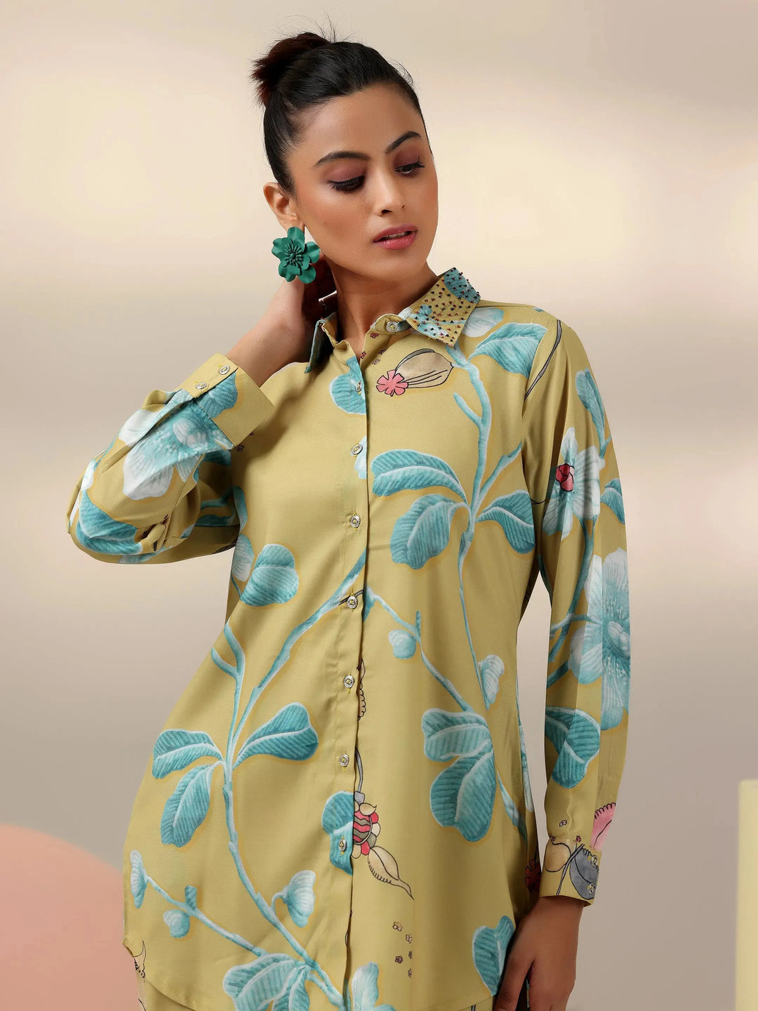  Mustard Printed Polyester Co-Ords 