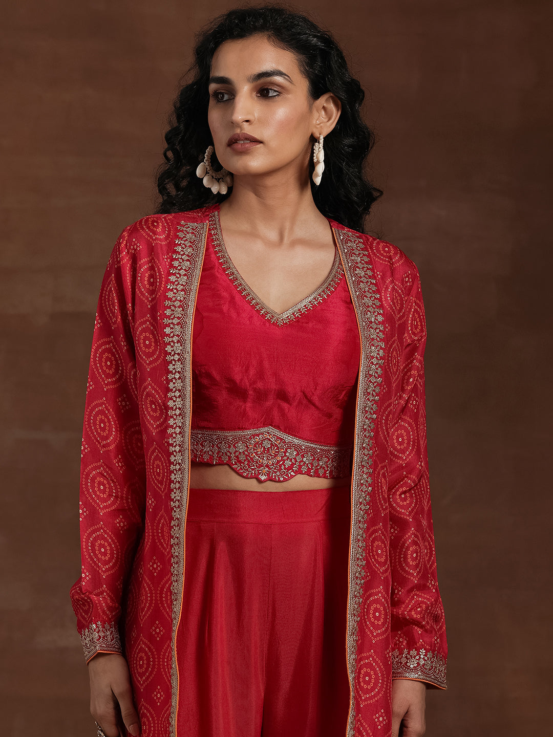  Pink Embroidered Silk Blend Co-Ords 