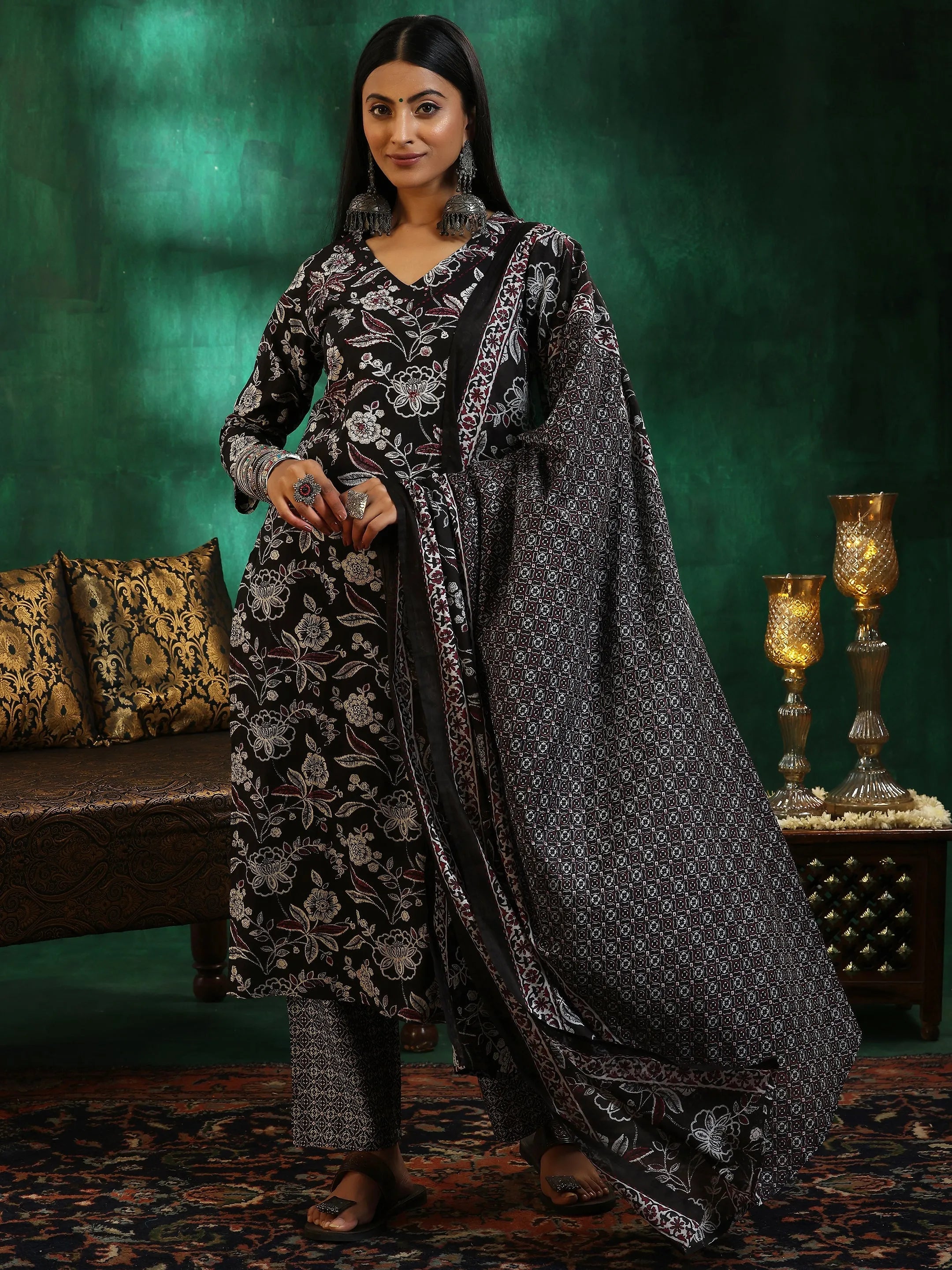 libas Black Printed Cotton Straight Suit With Dupatta-picture-40