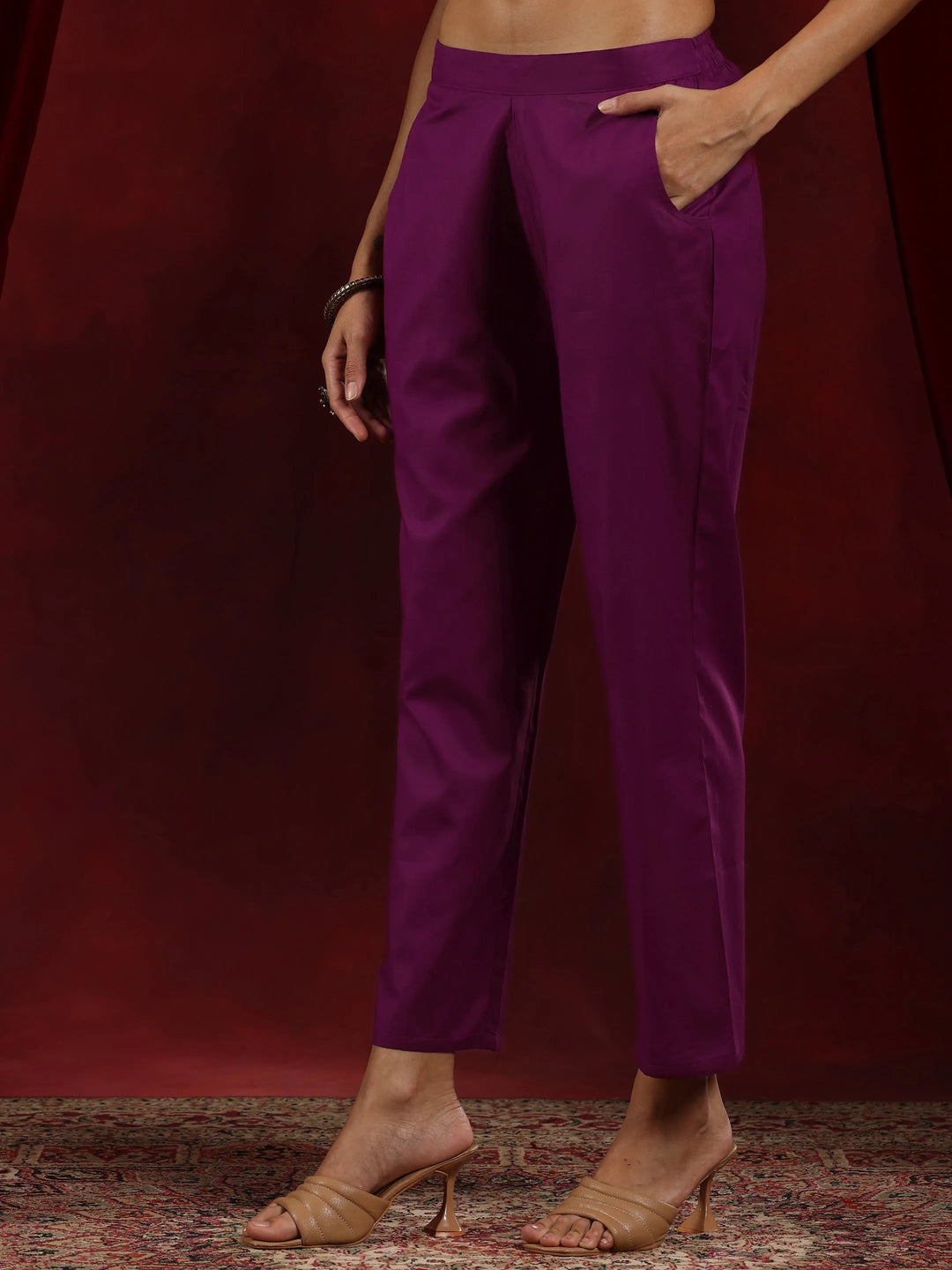  Libas Art Wine Yoke Design Chanderi Silk Straight Suit With Dupatta 