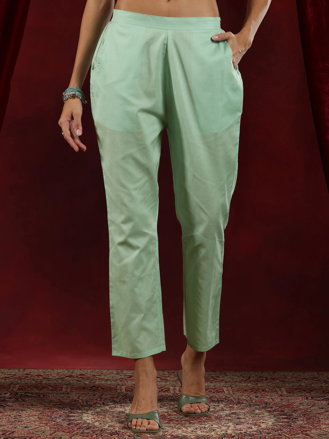  Libas Art Sea Green Yoke Design Chanderi Silk Straight Suit With Dupatta 