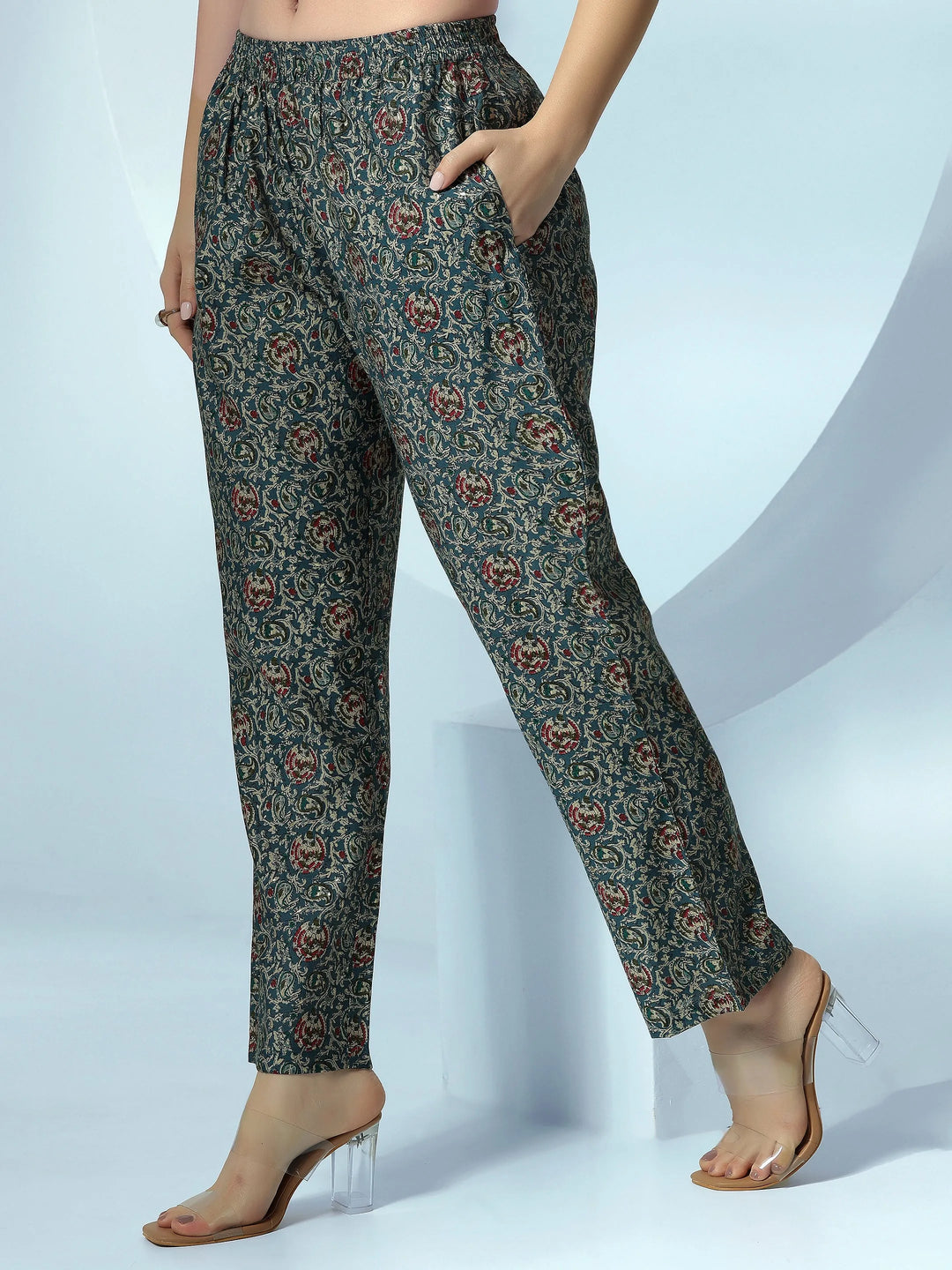  Blue Printed Silk Blend Co-Ords 