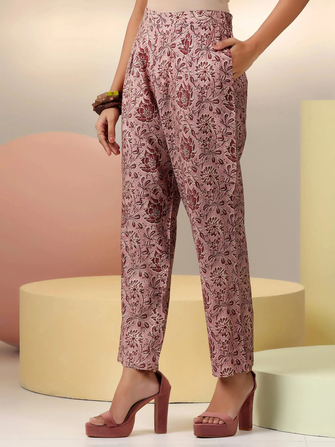  Mauve Printed Silk Blend Co-Ords 