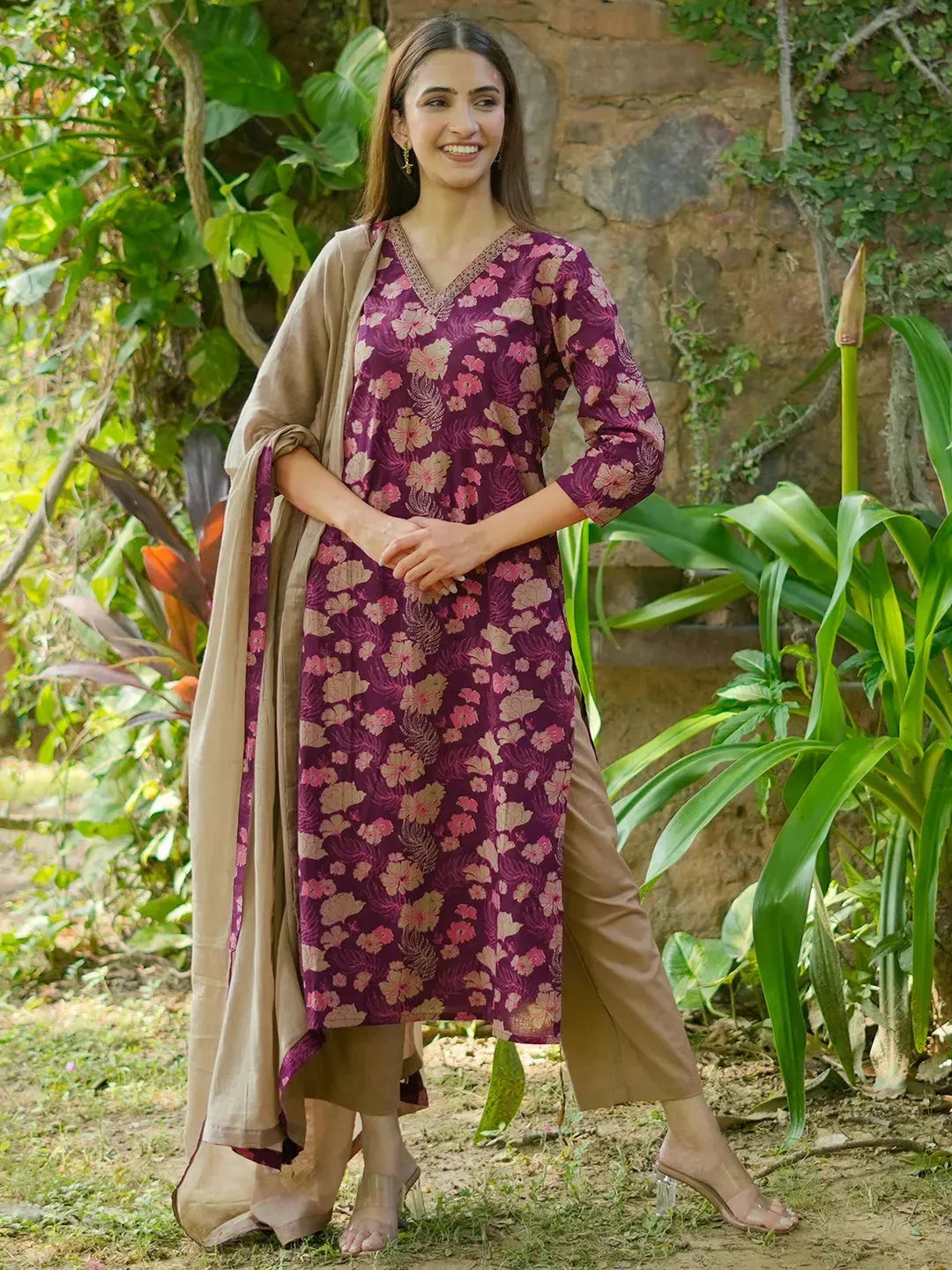 libas Wine Printed Cotton Straight Suit With Dupatta-picture-62
