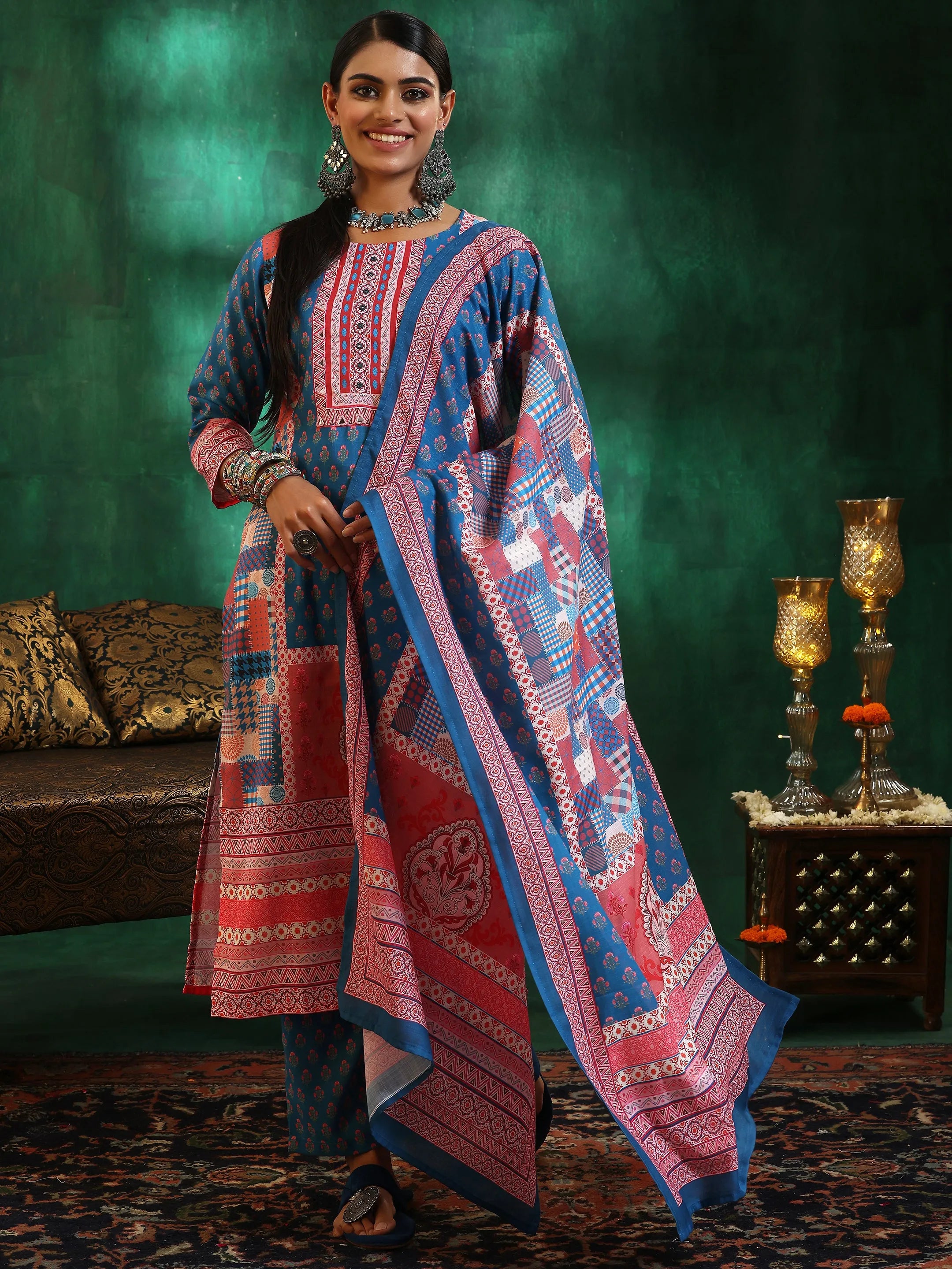 libas Multicoloured Printed Linen Straight Suit With Dupatta-picture-68