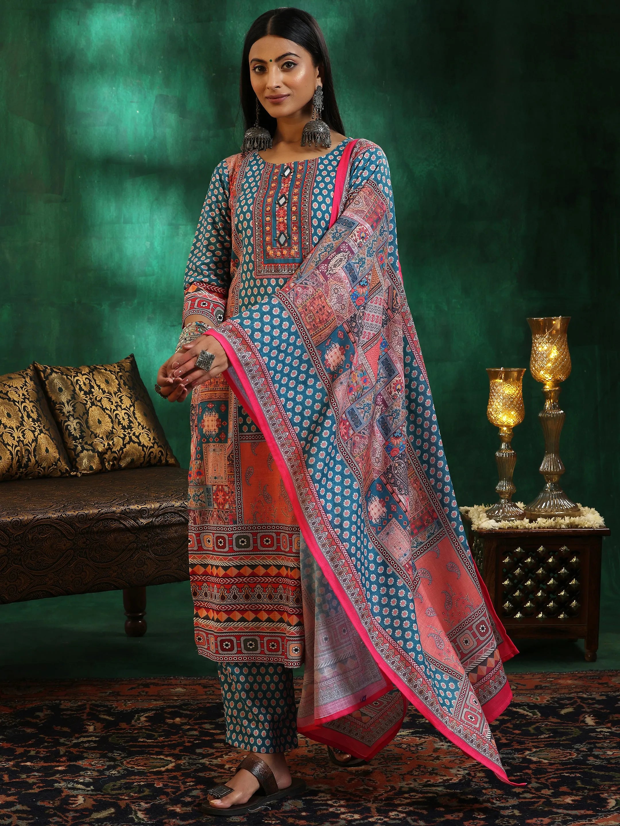 libas Multicoloured Printed Linen Straight Suit With Dupatta-picture-18