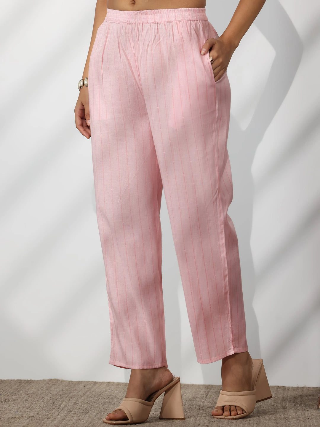  Pink Embroidered Cotton Blend Straight Suit With Dupatta 