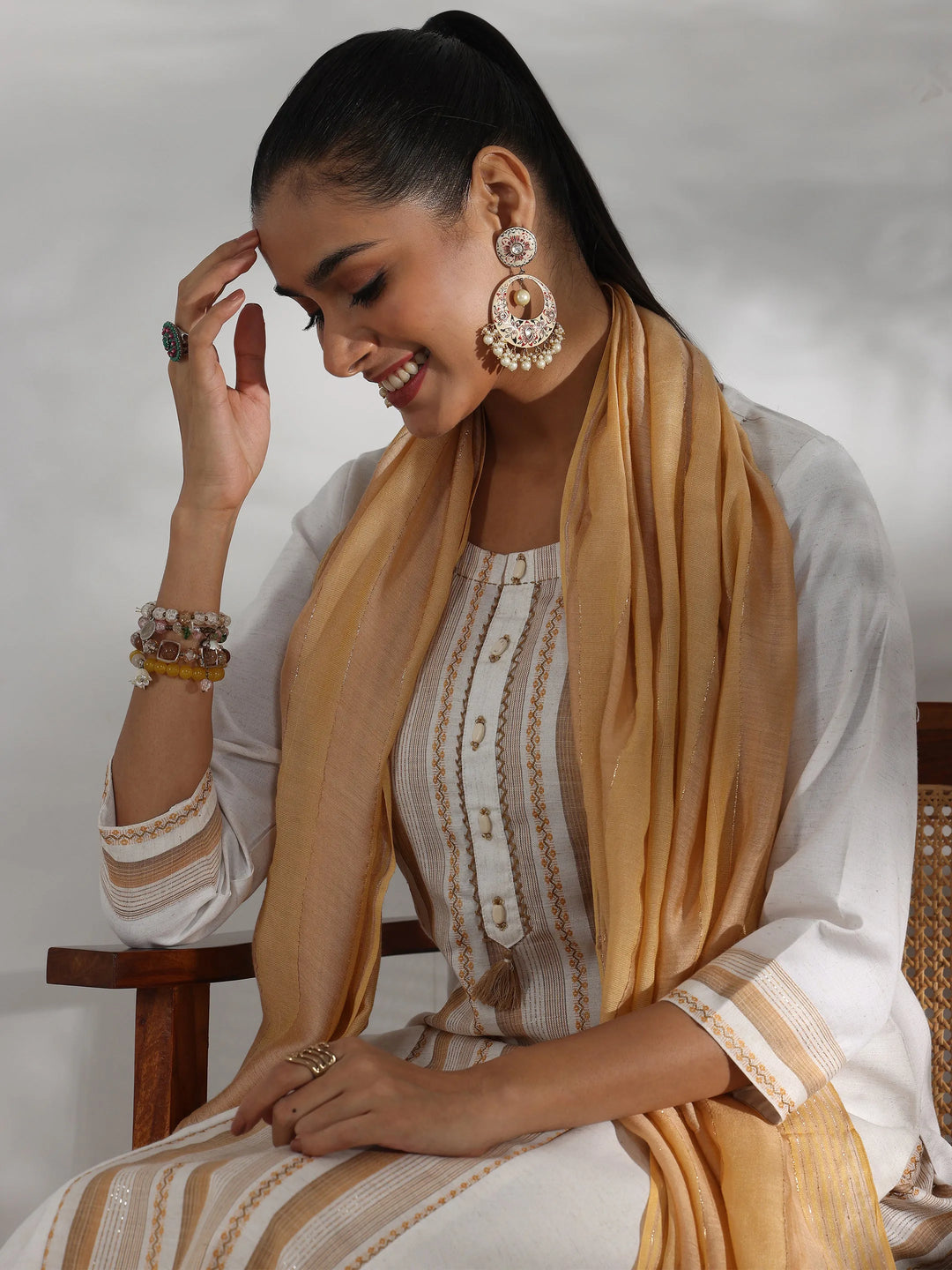  Off White Printed Cotton Blend Straight Suit With Dupatta 