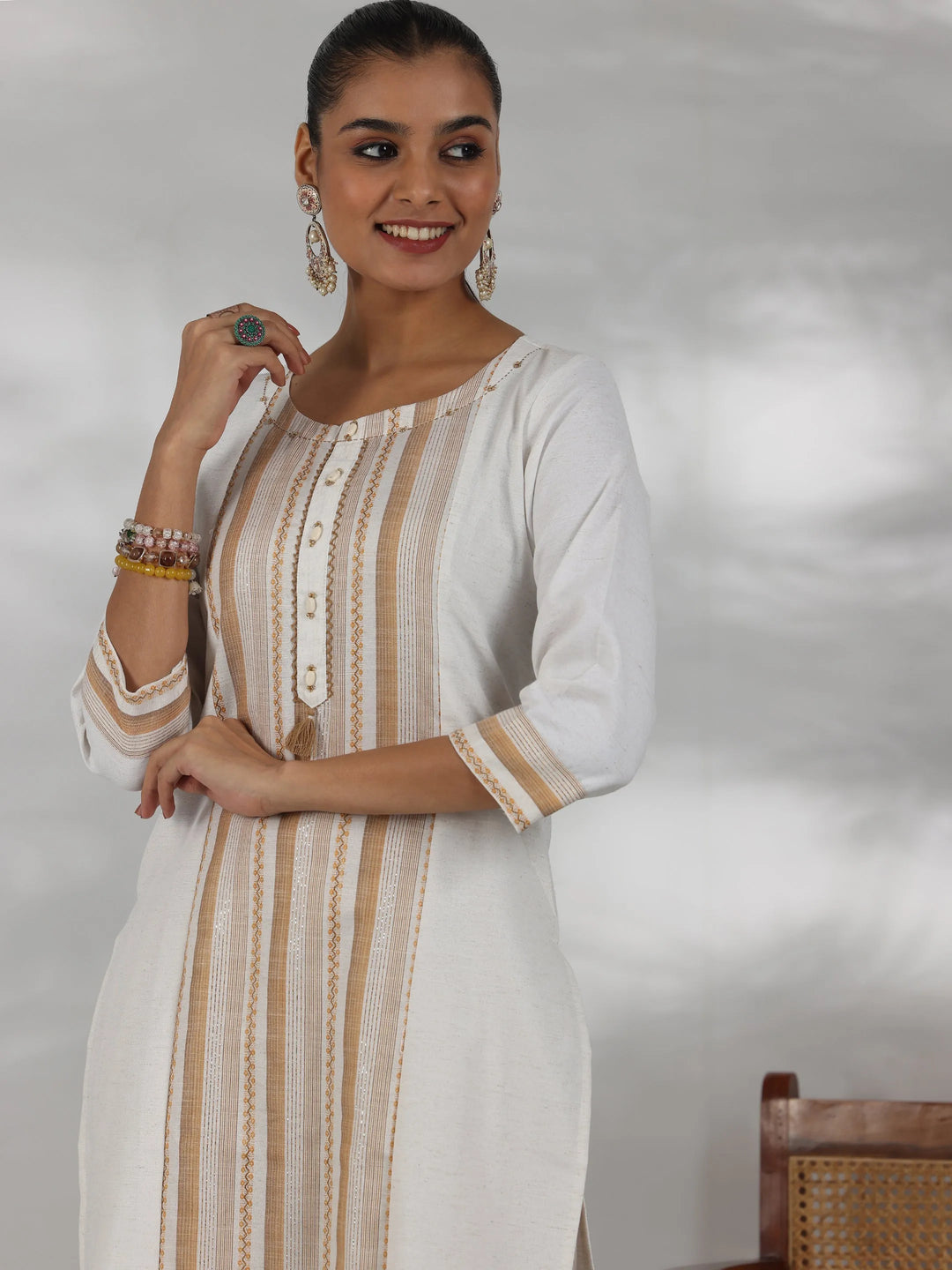  Off White Printed Cotton Blend Straight Suit With Dupatta 