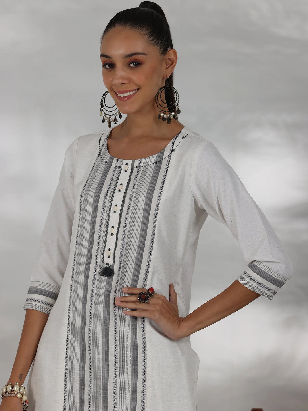  Off White Printed Cotton Blend Straight Suit With Dupatta 