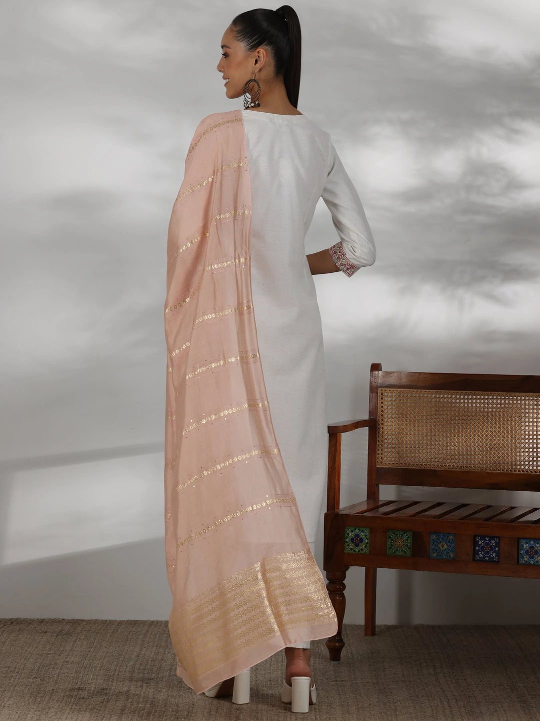 Off White Yoke Design Cotton Blend Straight Suit With Dupatta 
