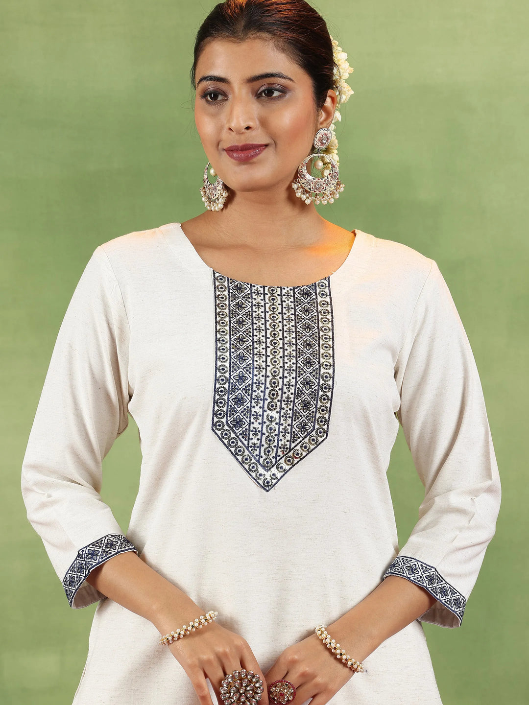  Off White Yoke Design Cotton Blend Straight Suit With Dupatta 