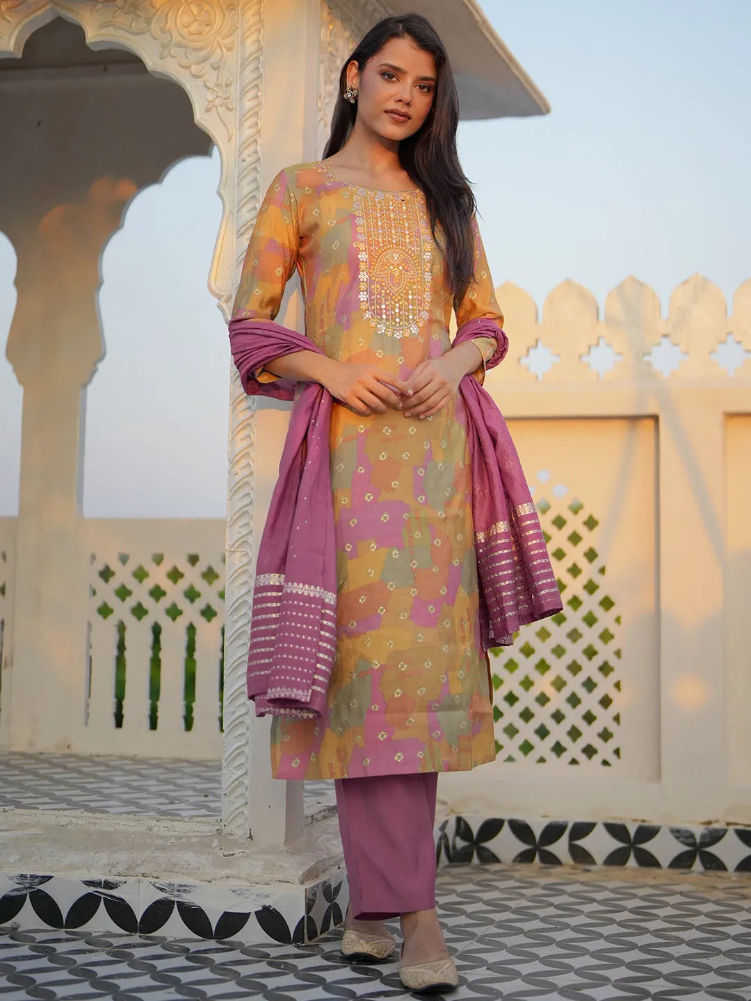 libas Multicoloured Printed Silk Blend Straight Suit With Dupatta-picture-16