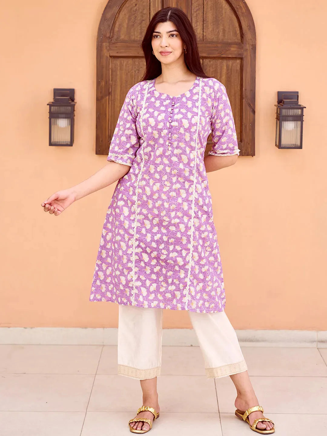 libas Purple Printed Cotton A-Line Kurta-picture-12