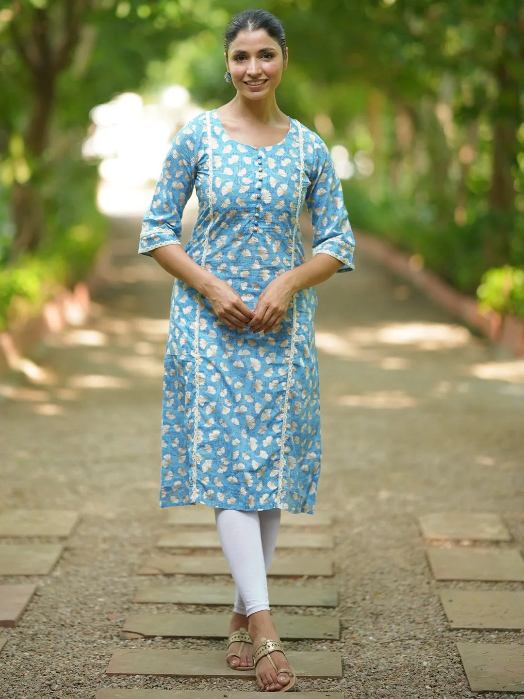 libas Blue Printed Cotton A-Line Kurta-picture-27
