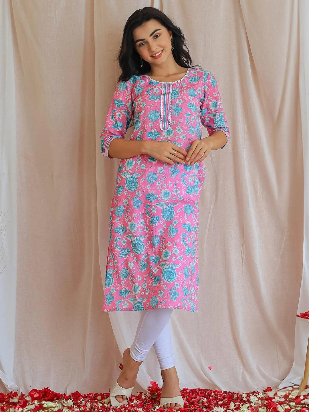 libas Pink Printed Cotton Straight Kurta-picture-64