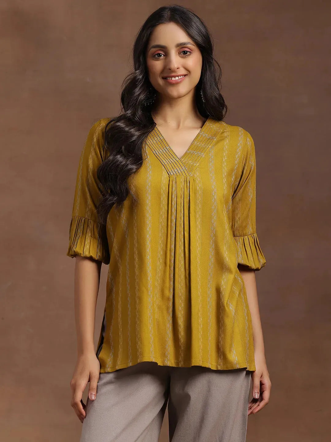 libas Mustard Woven Design Rayon Straight Kurti-picture-46