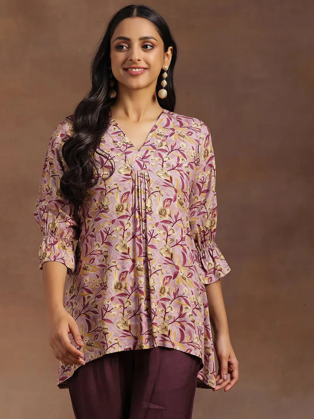 libas Purple Printed Rayon A-line Kurti-picture-54