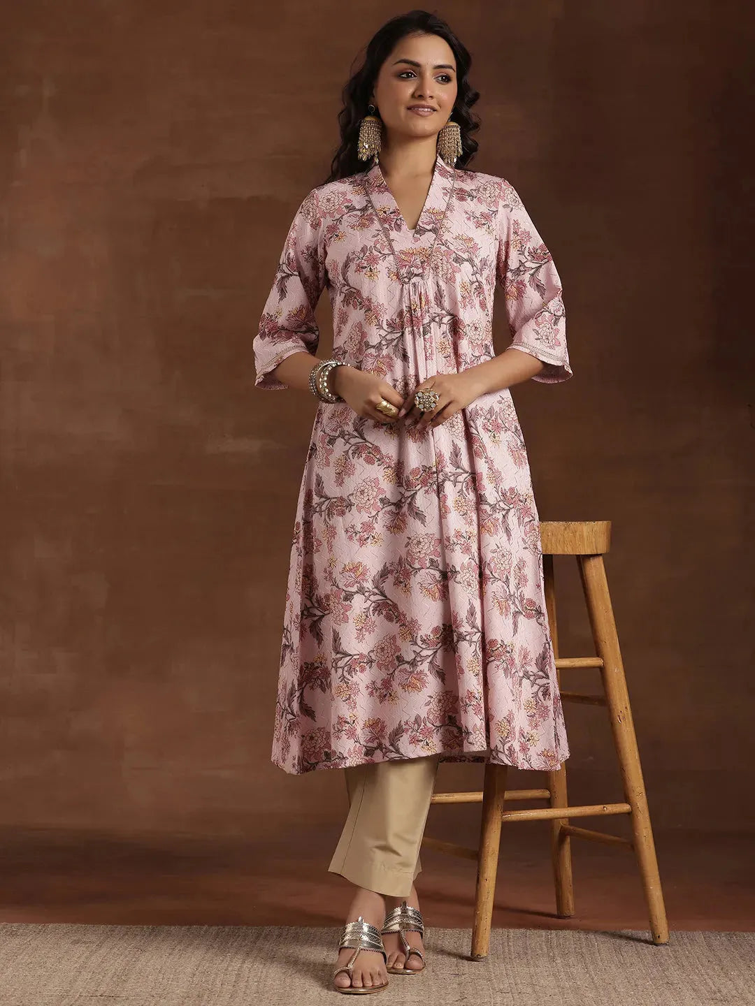 libas Pink Printed Cotton A-Line Kurta-picture-38