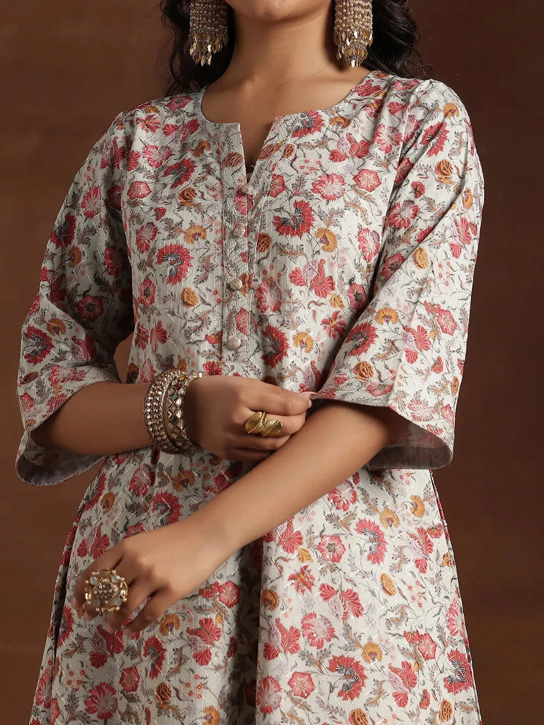  Green Printed Cotton A-Line Kurta 