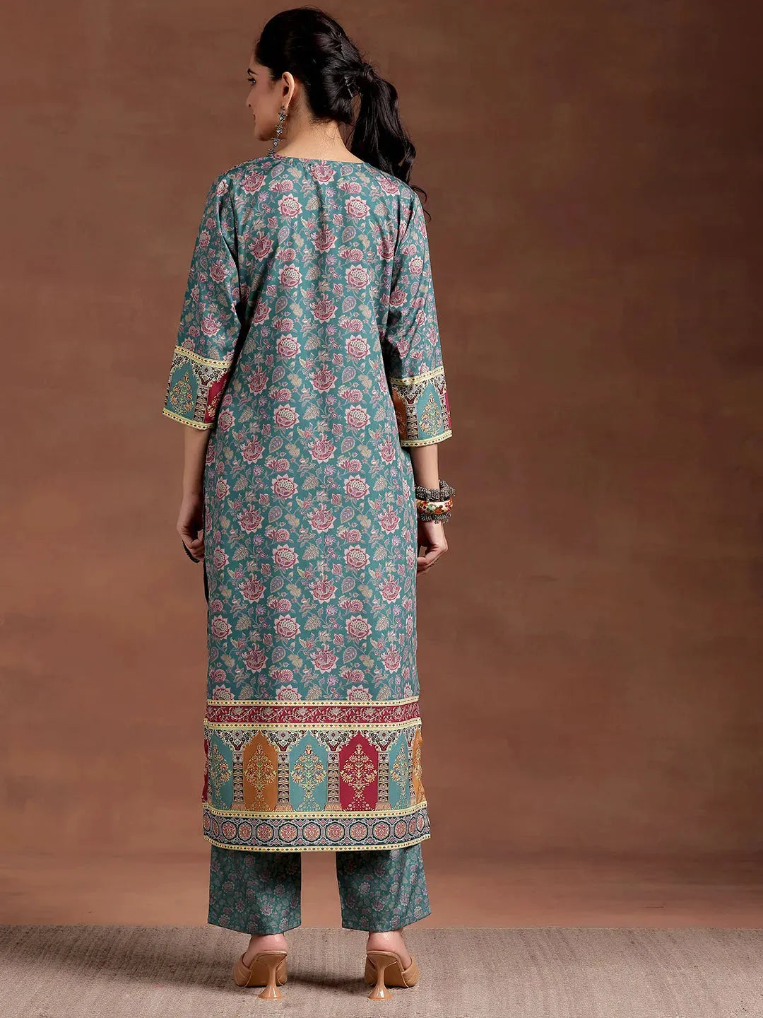  Multi Printed Crepe Straight Kurta 