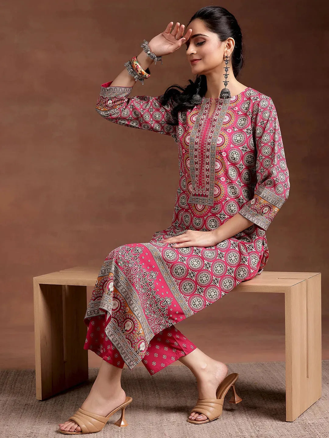 libas Pink Printed Crepe Straight Kurta-picture-24