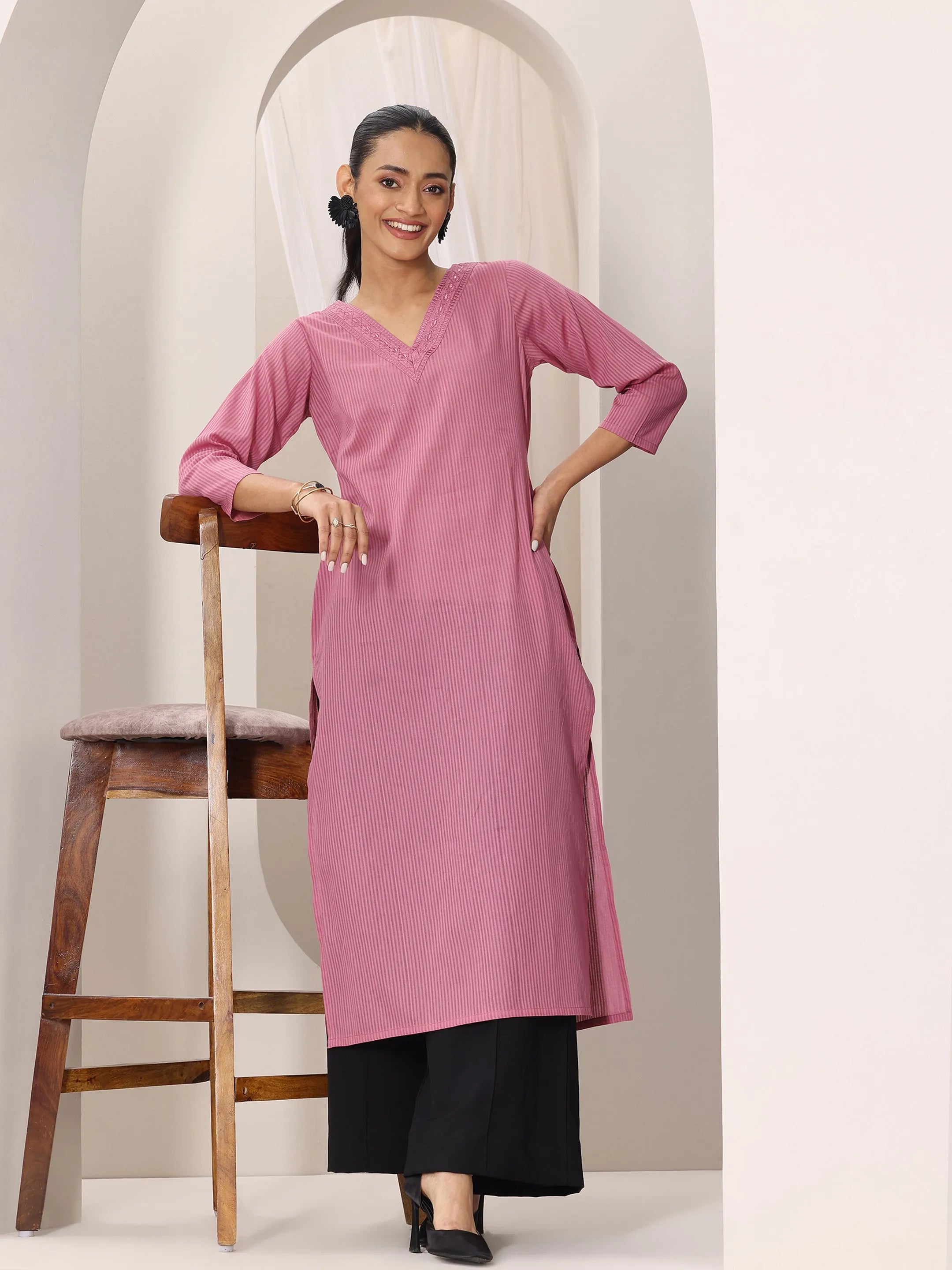 libas Pink Printed Cotton Straight Kurta-picture-31