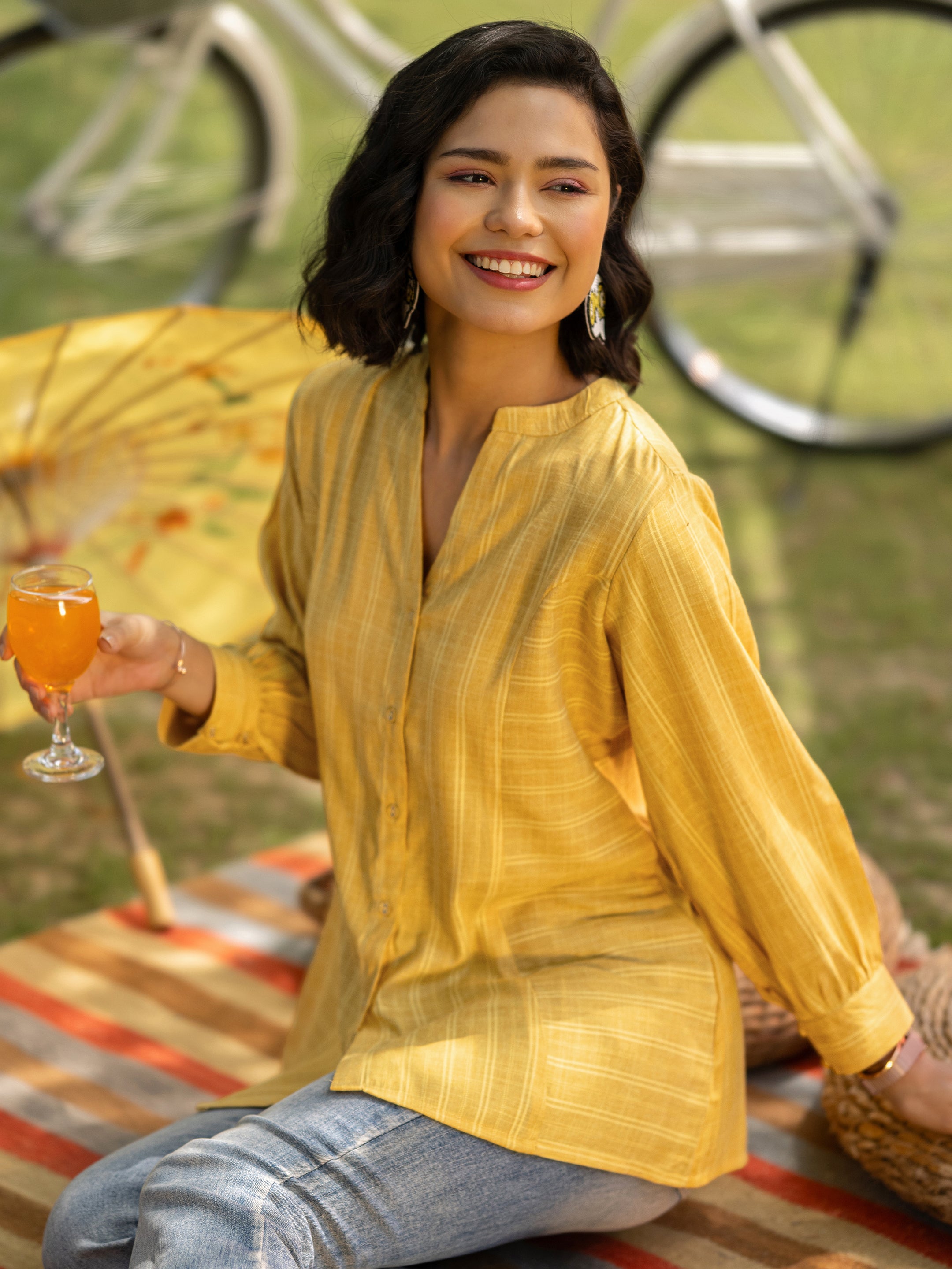 libas Yellow Woven Design Cotton Blend Straight Short Kurti-picture-46