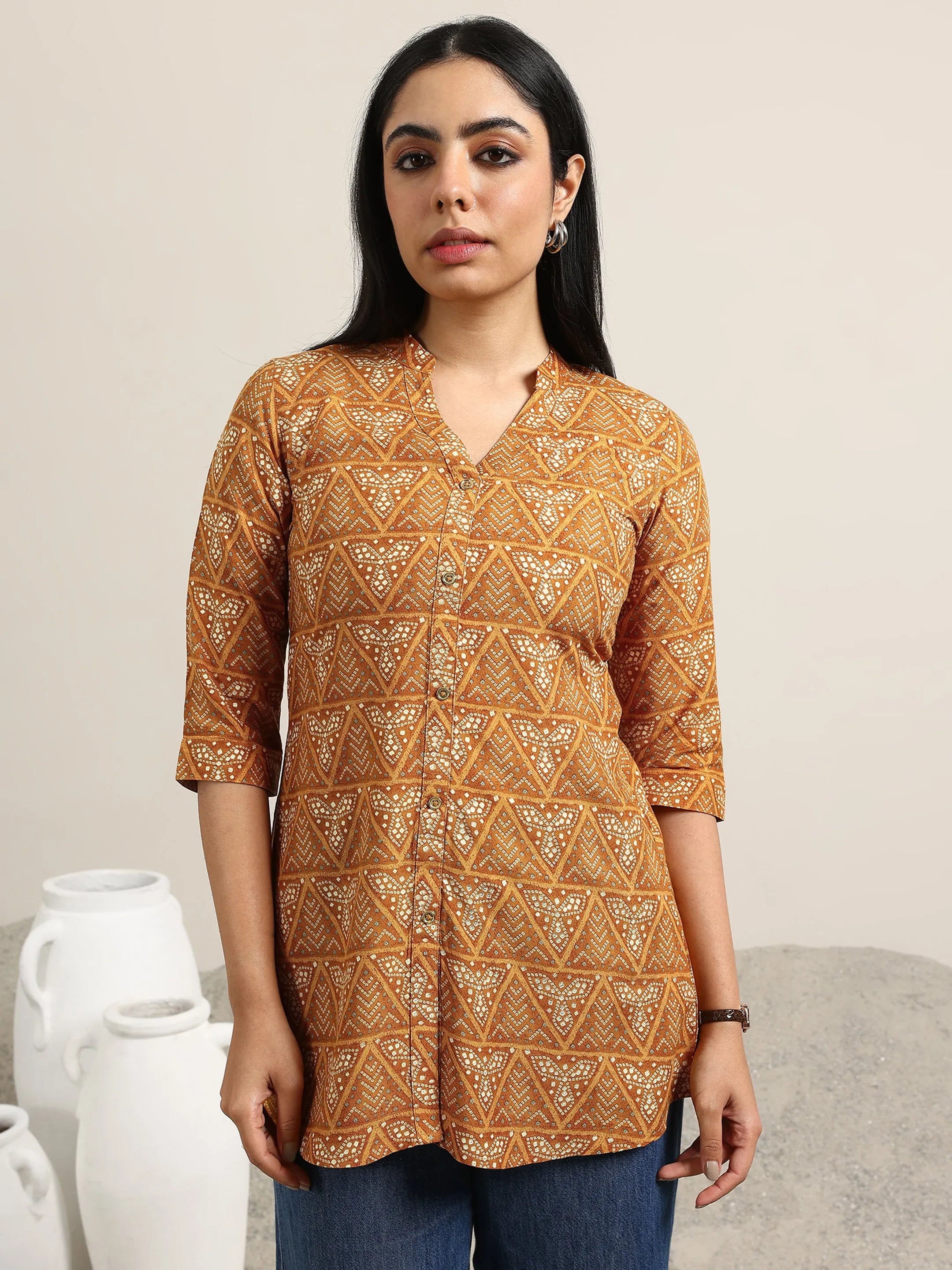 libas Mustard Printed Rayon Straight Kurti-picture-13