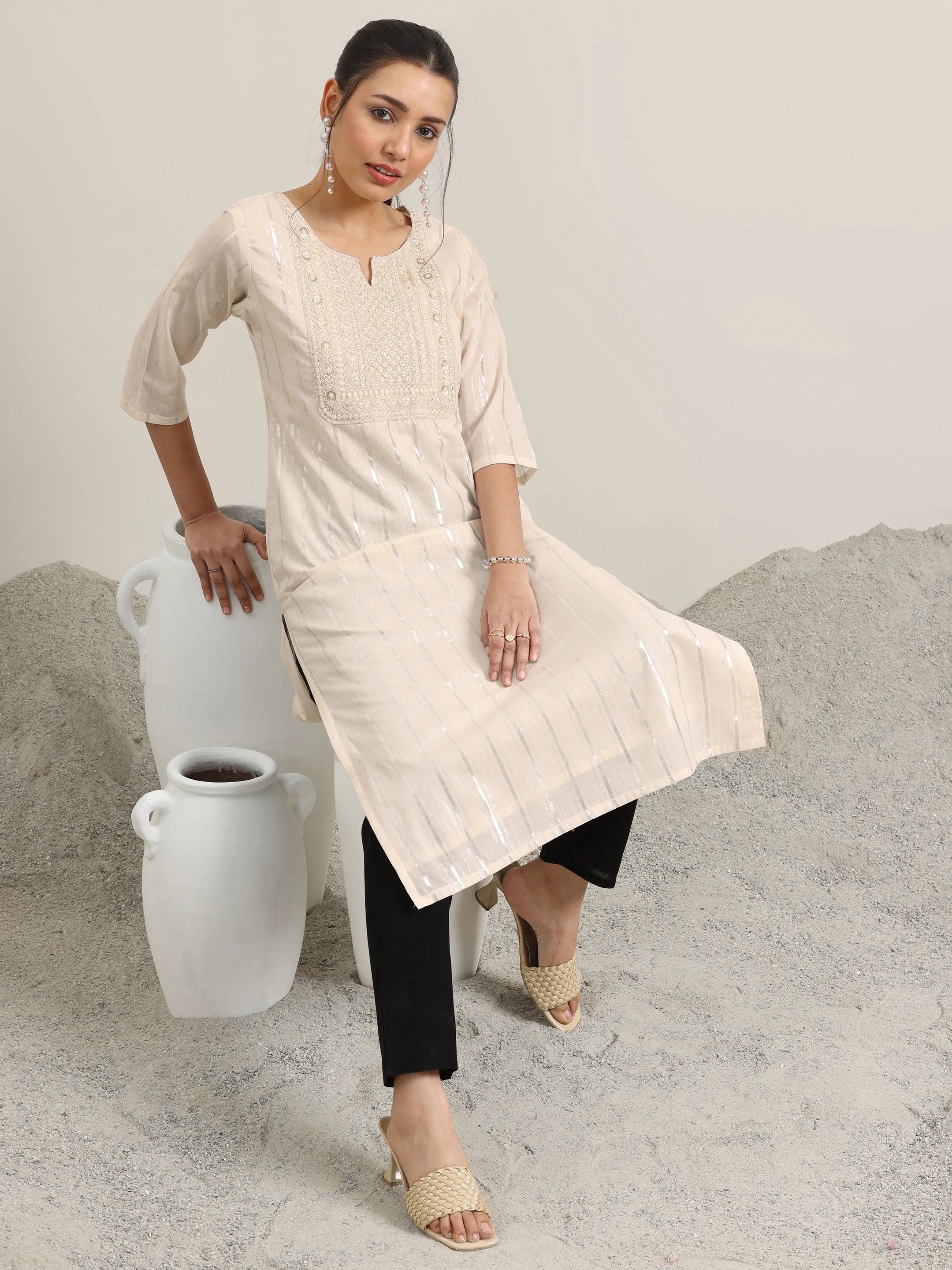 libas Off White Embellished Cotton Straight Kurta-picture-27