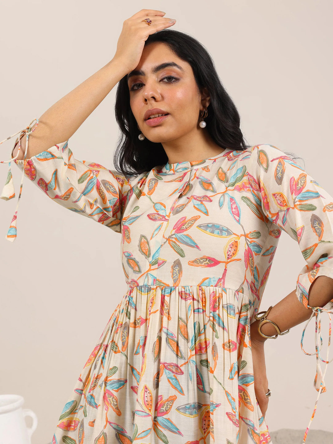 Buy Off White Printed Silk Blend Anarkali Short Kurti Online at Rs.669 | Libas Buy Off White Printed Silk Blend Anarkali Short Kurti Online at Rs.669 | Libas