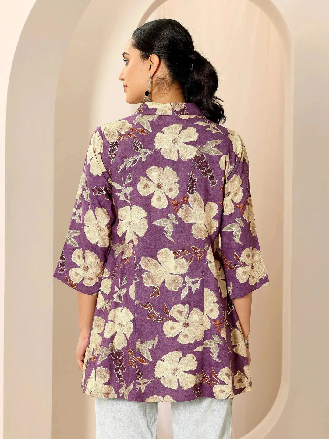  Multicoloured Printed Viscose Rayon A-line Short Kurti 