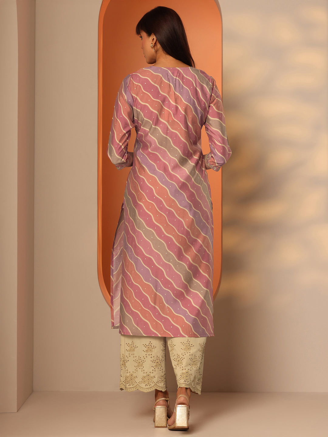  Multi Printed Silk Blend Straight Kurta 