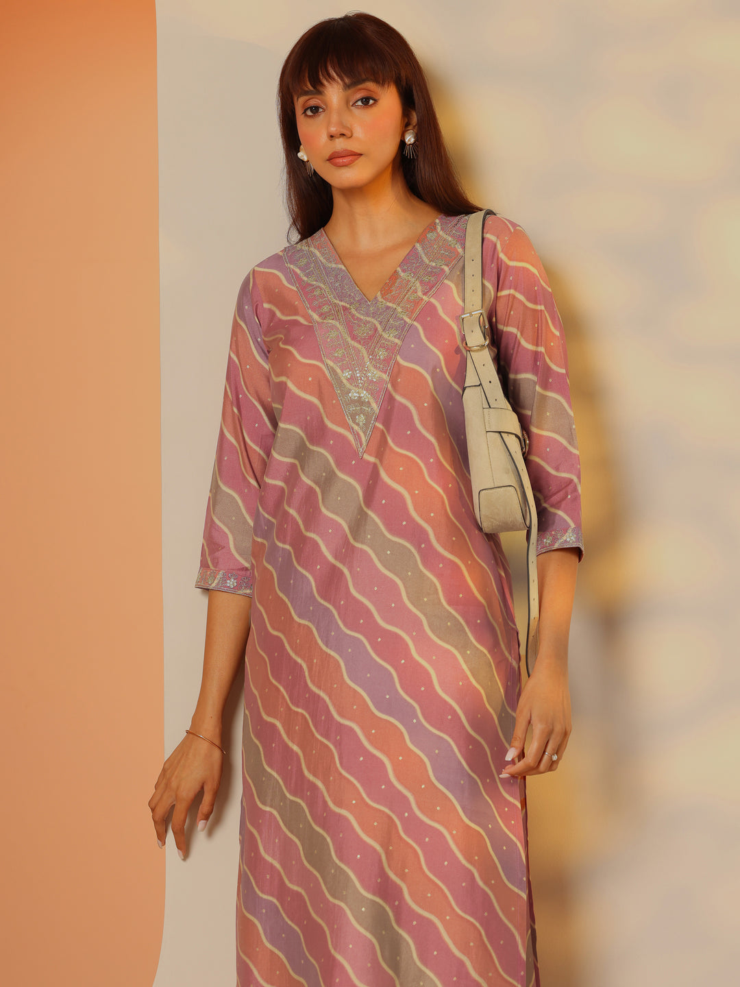  Multi Printed Silk Blend Straight Kurta 