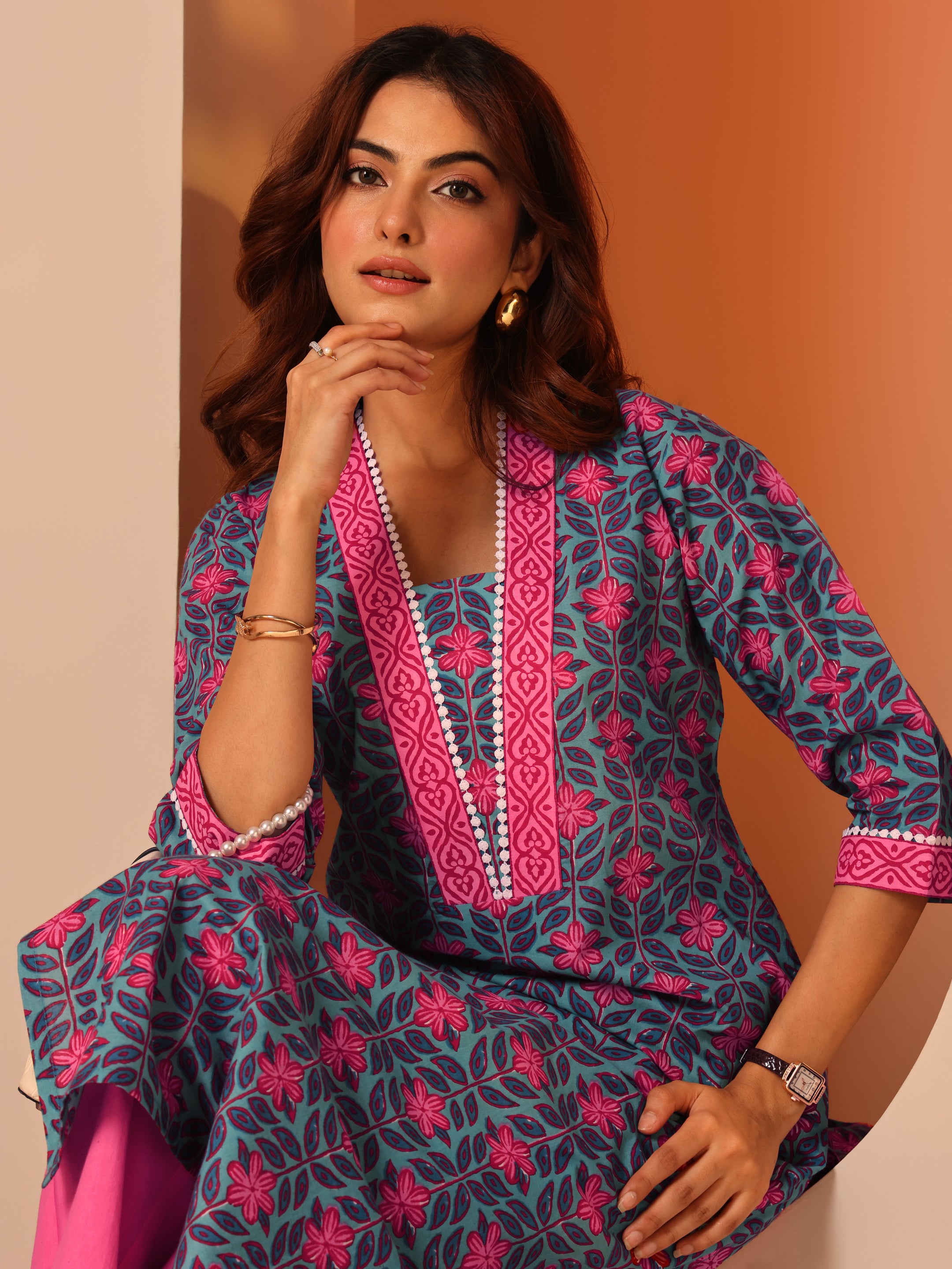 libas Blue Printed Cotton Straight Kurta-picture-18