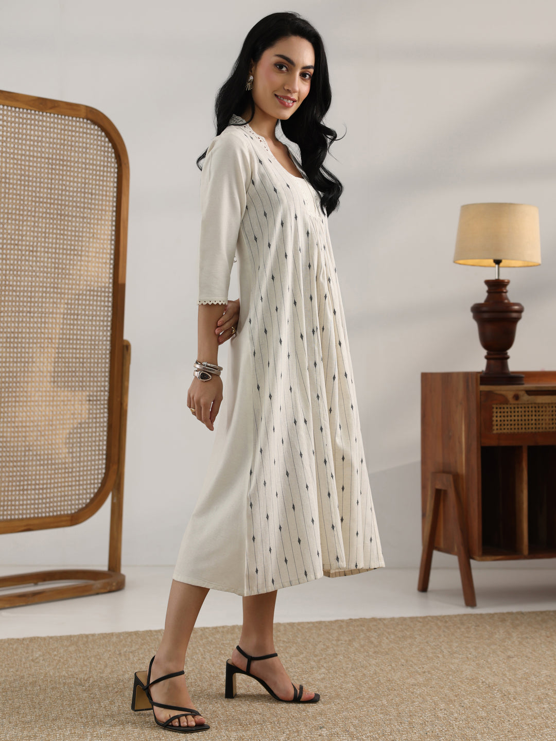Blue Printed Cotton Straight Kurti