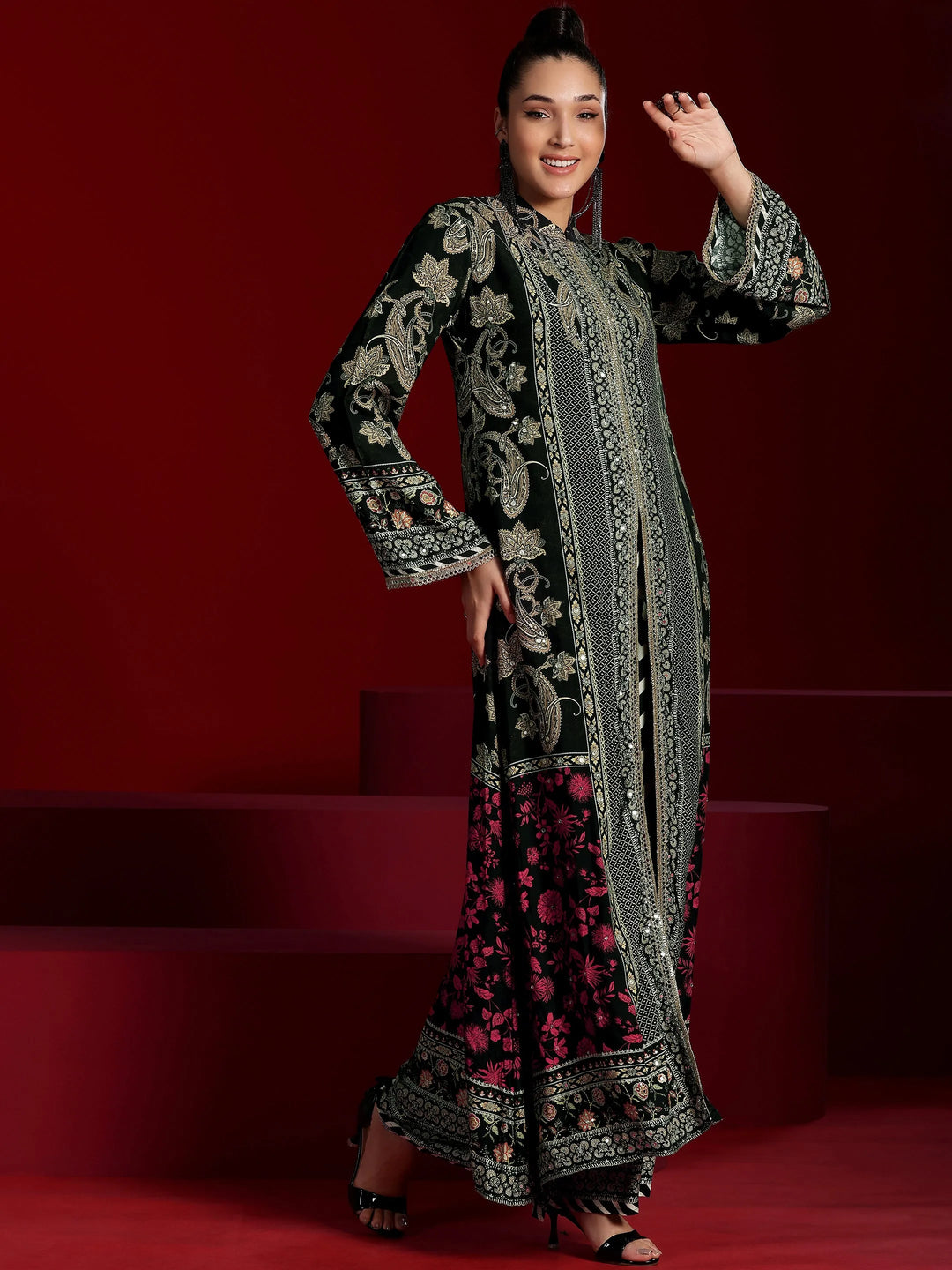  Libas Art Black Printed Muslin Co-Ords 