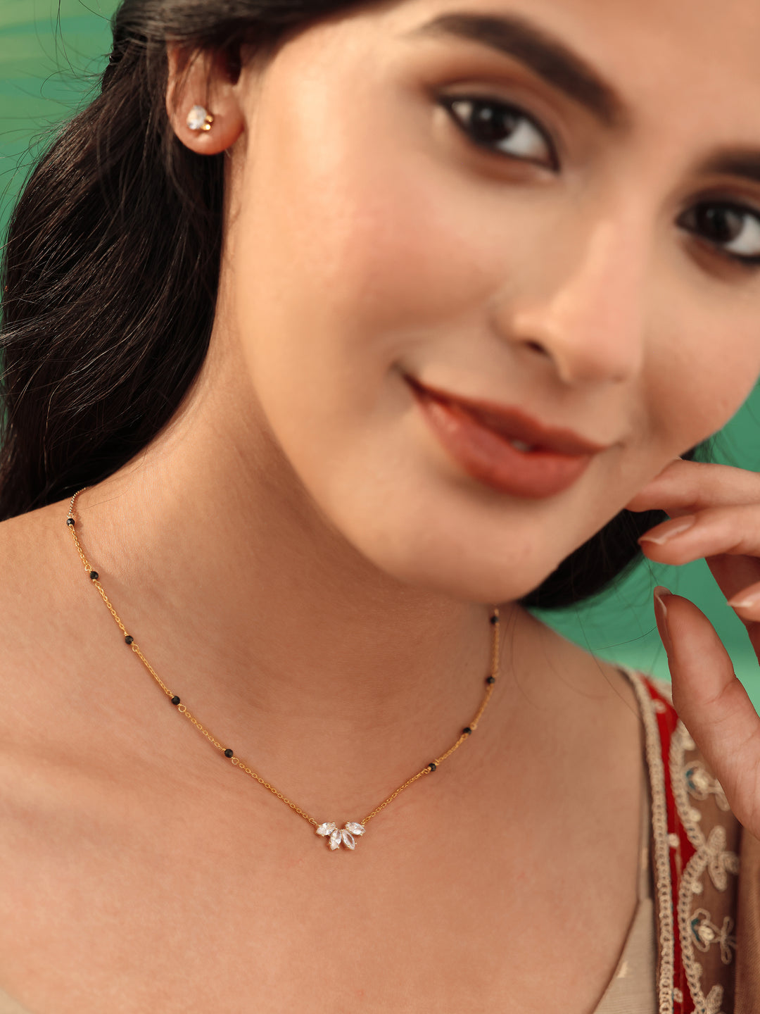  Libas Gold Plated Mangalsutra with Floral Pendant 