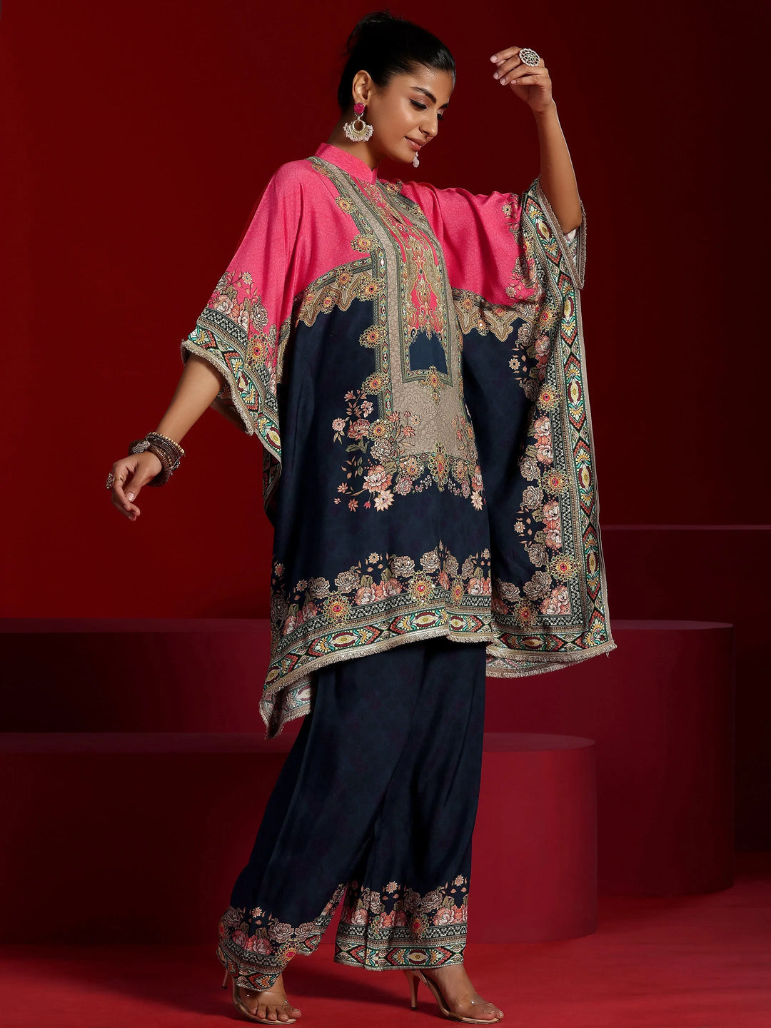  Libas Art Multi Printed Silk Blend Co-Ords 