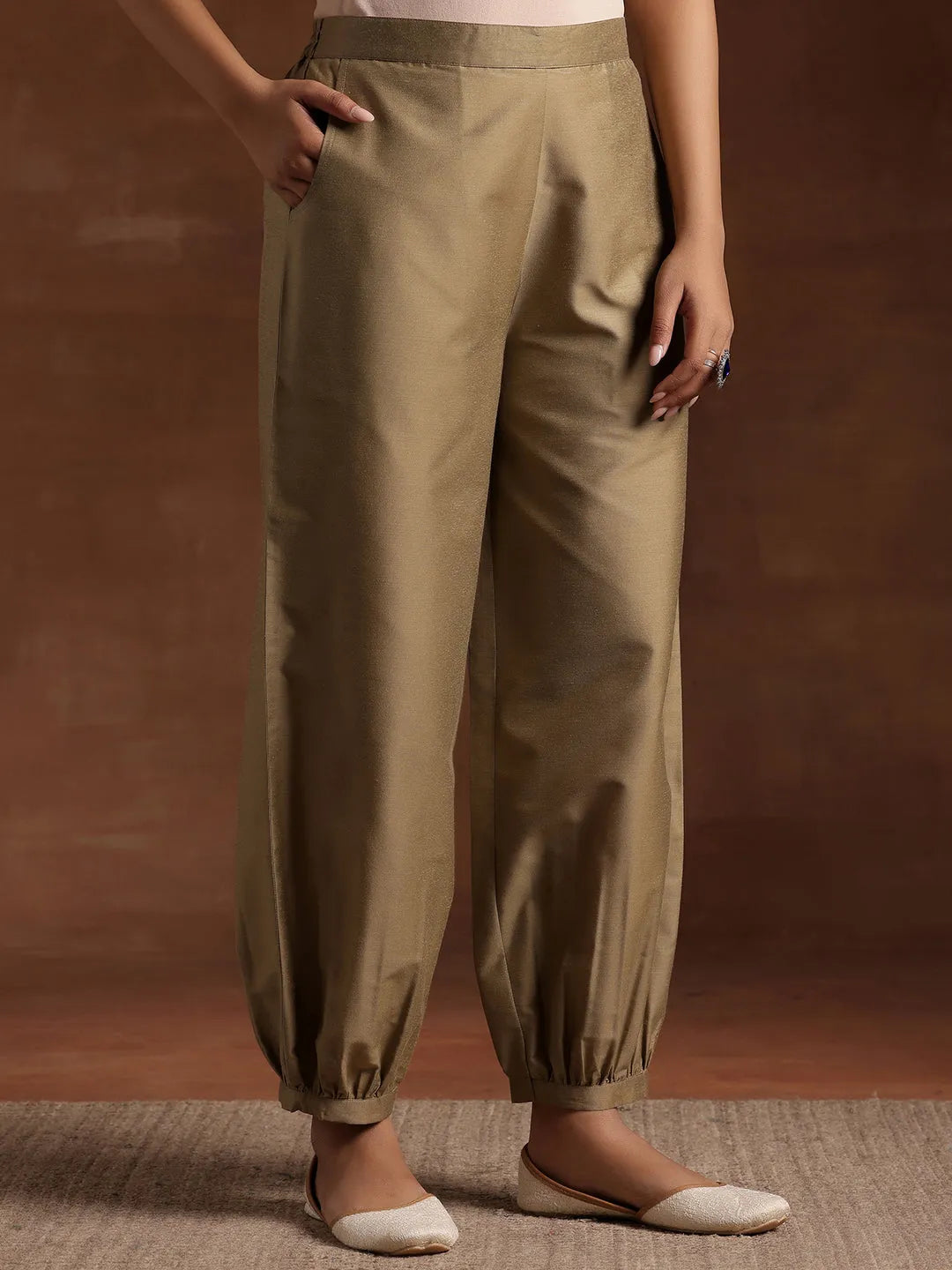  Gold Solid Silk Salwar 