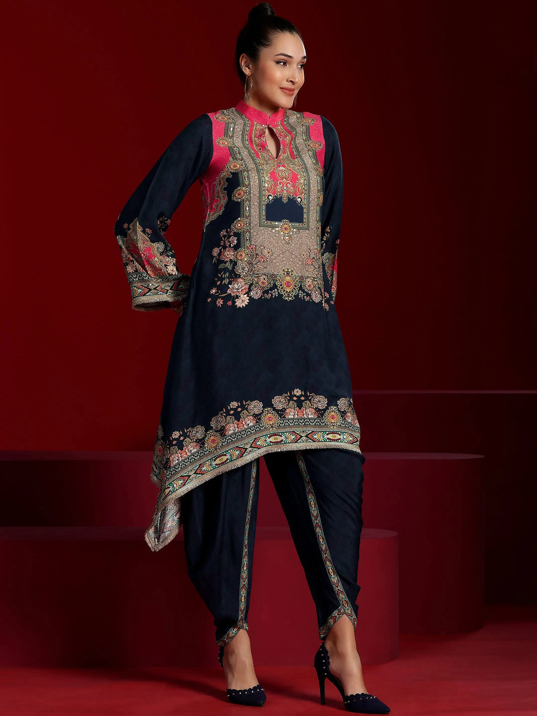 Libas Art Multi Printed Silk Blend Co-Ords 