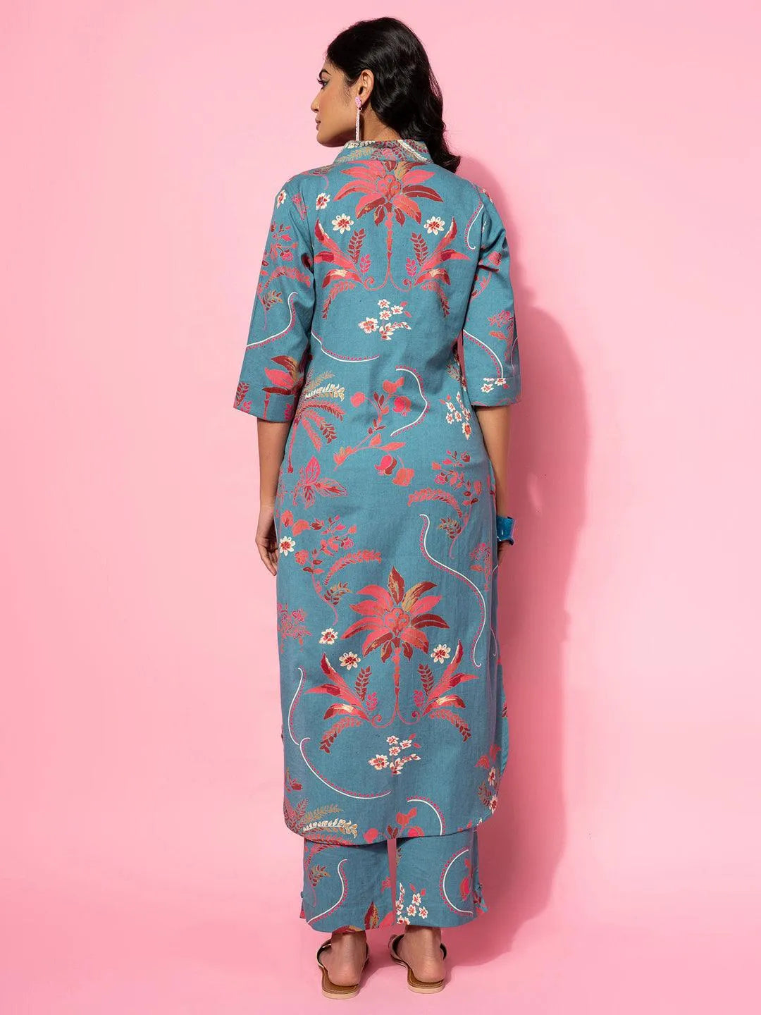 Blue Printed Cotton Co-Ords - Libas 