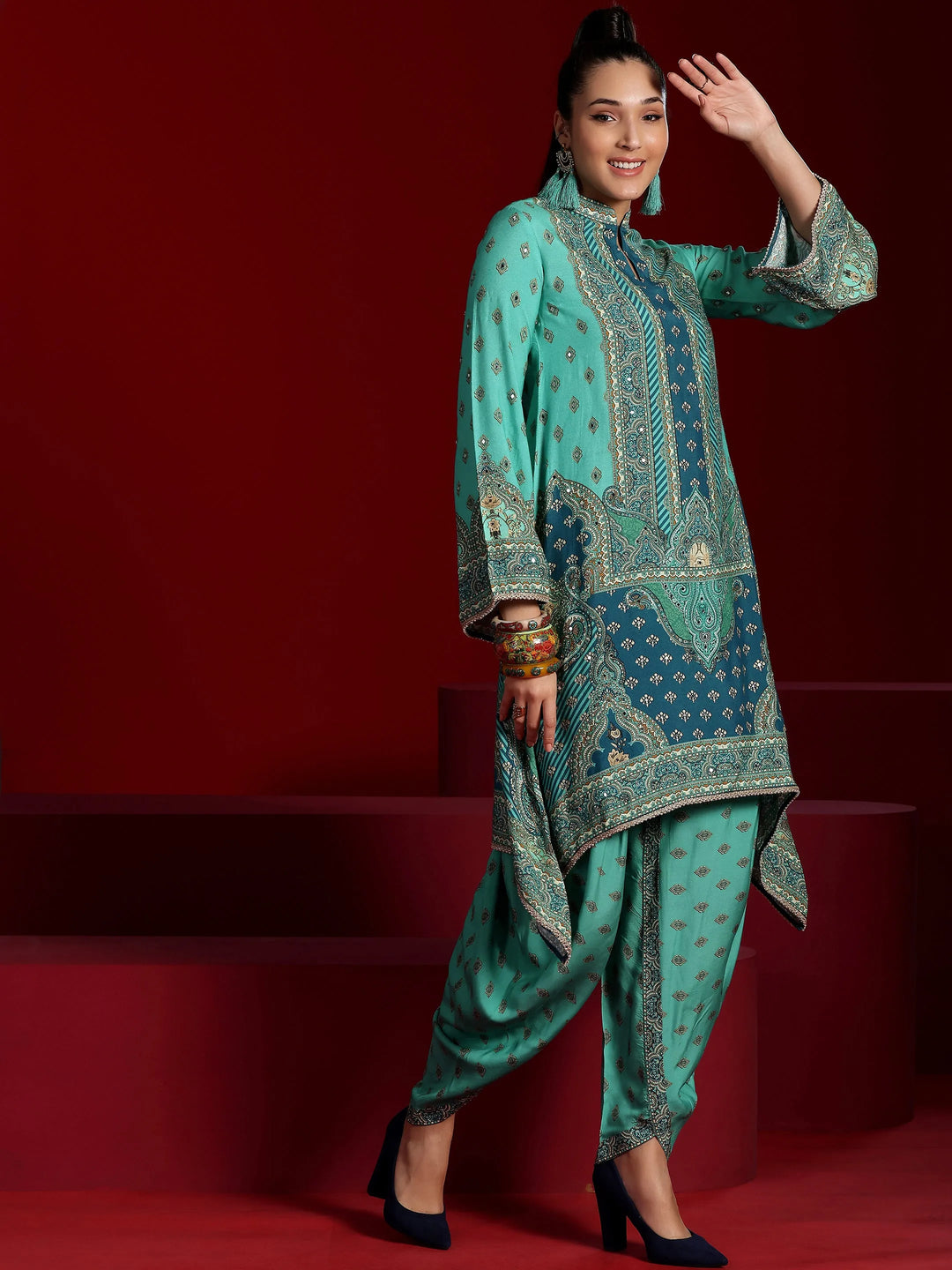  Libas Art Green Printed Muslin Co-Ords 