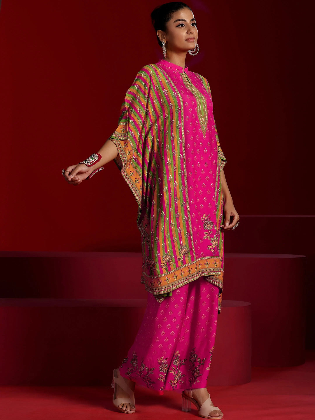  Libas Art Pink Printed Muslin Co-Ords 