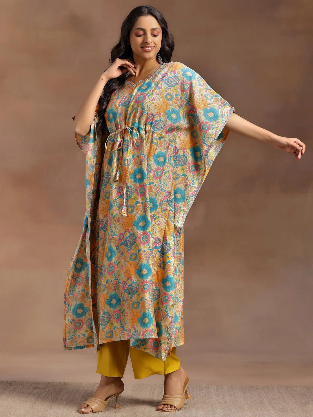 Multicoloured Printed Silk Blend Co-Ords - Libas 