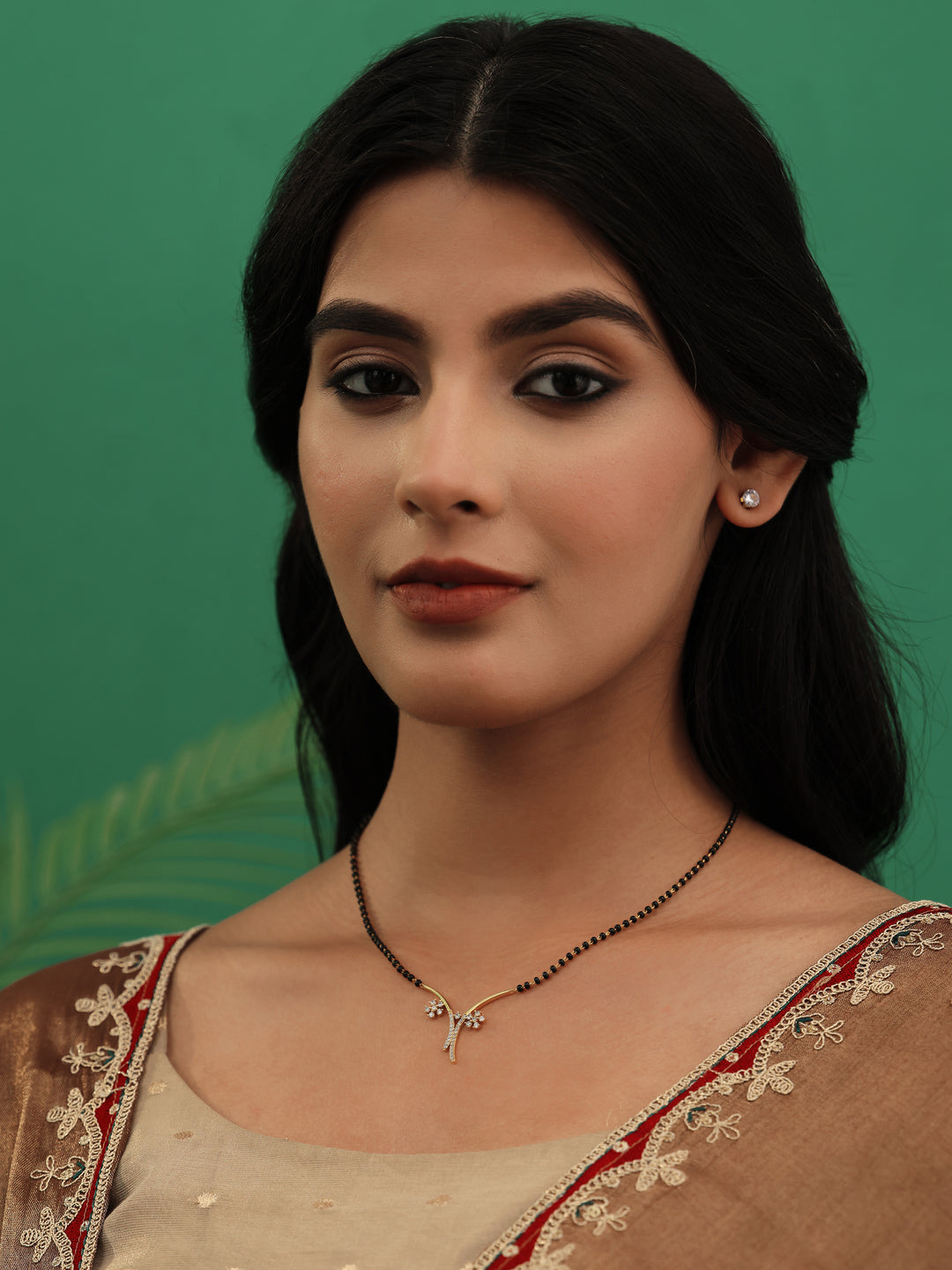  Libas Gold Plated Mangalsutra with Floral Pendant 
