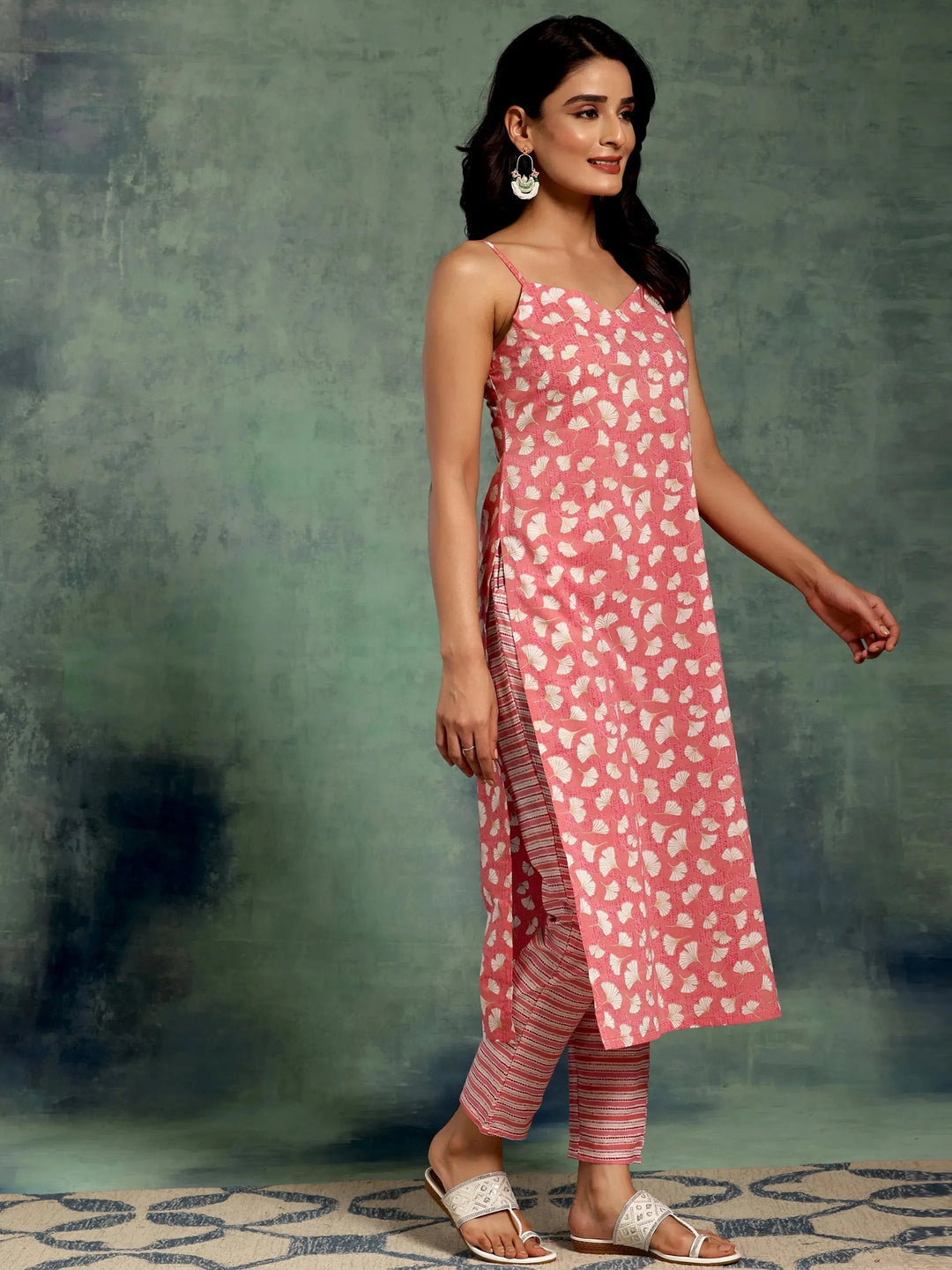  Coral Printed Cotton Straight Suit With Dupatta 