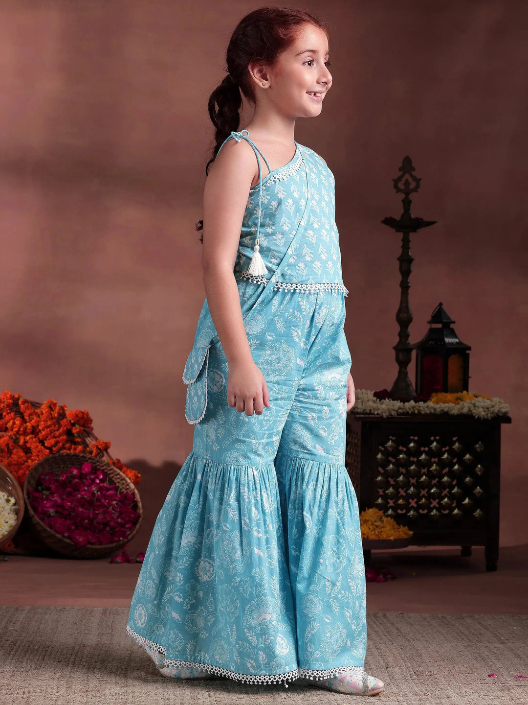  Kids Blue Printed Cotton Co-Ords 