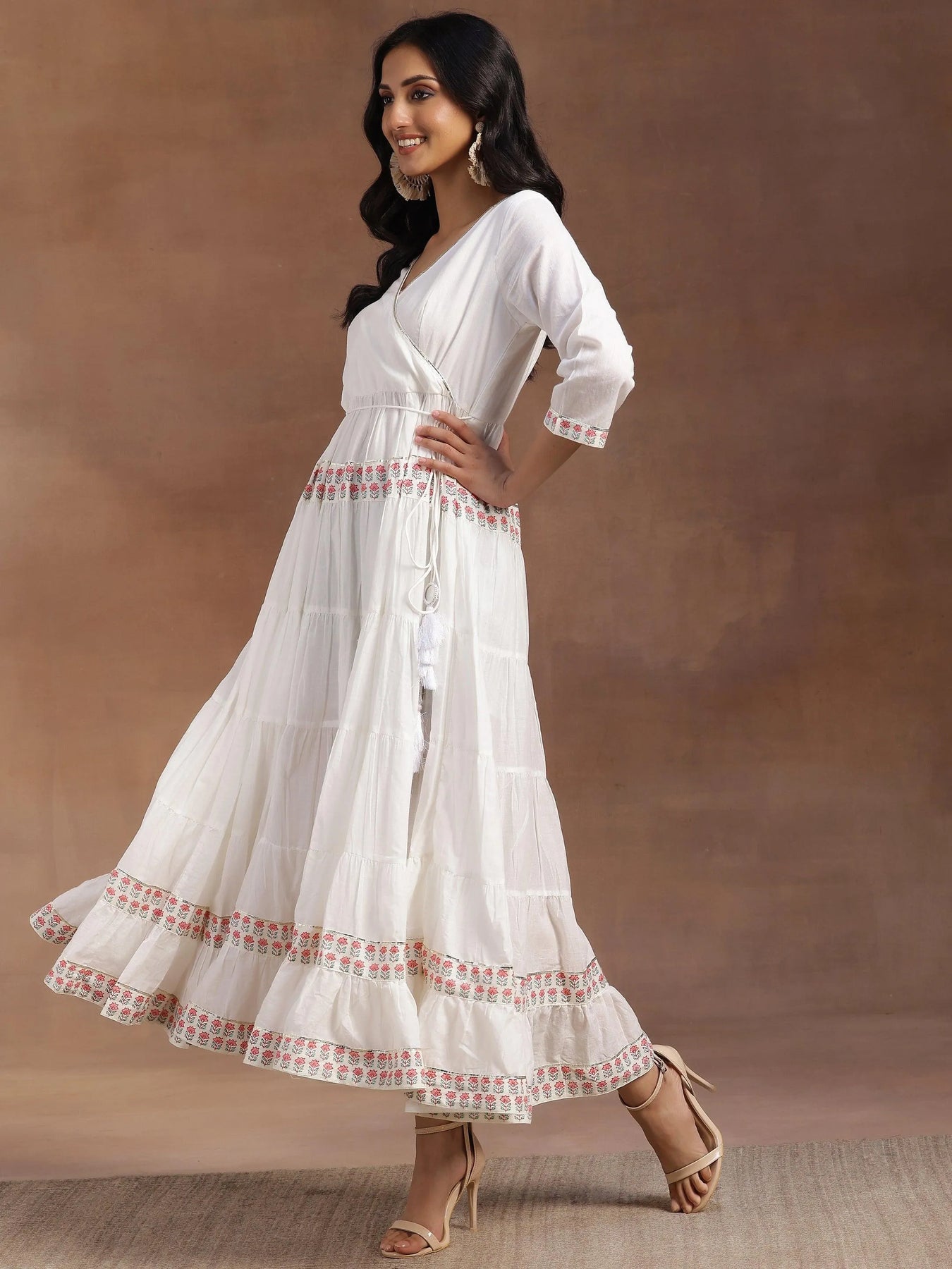 Buy White Printed Cotton Maxi Dress Online at Rs.2999