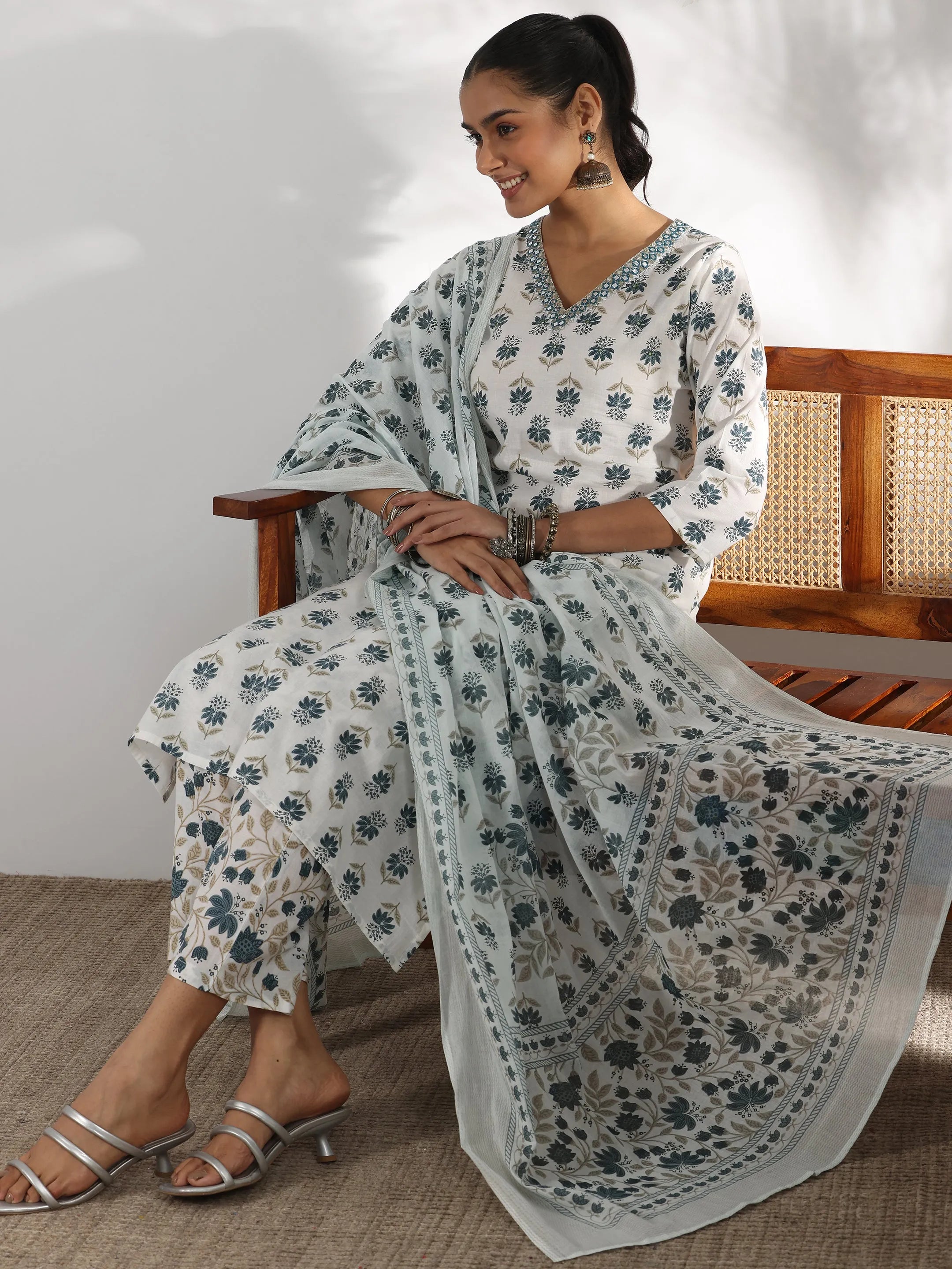 White Printed Cotton Straight Suit With Dupatta-image-47